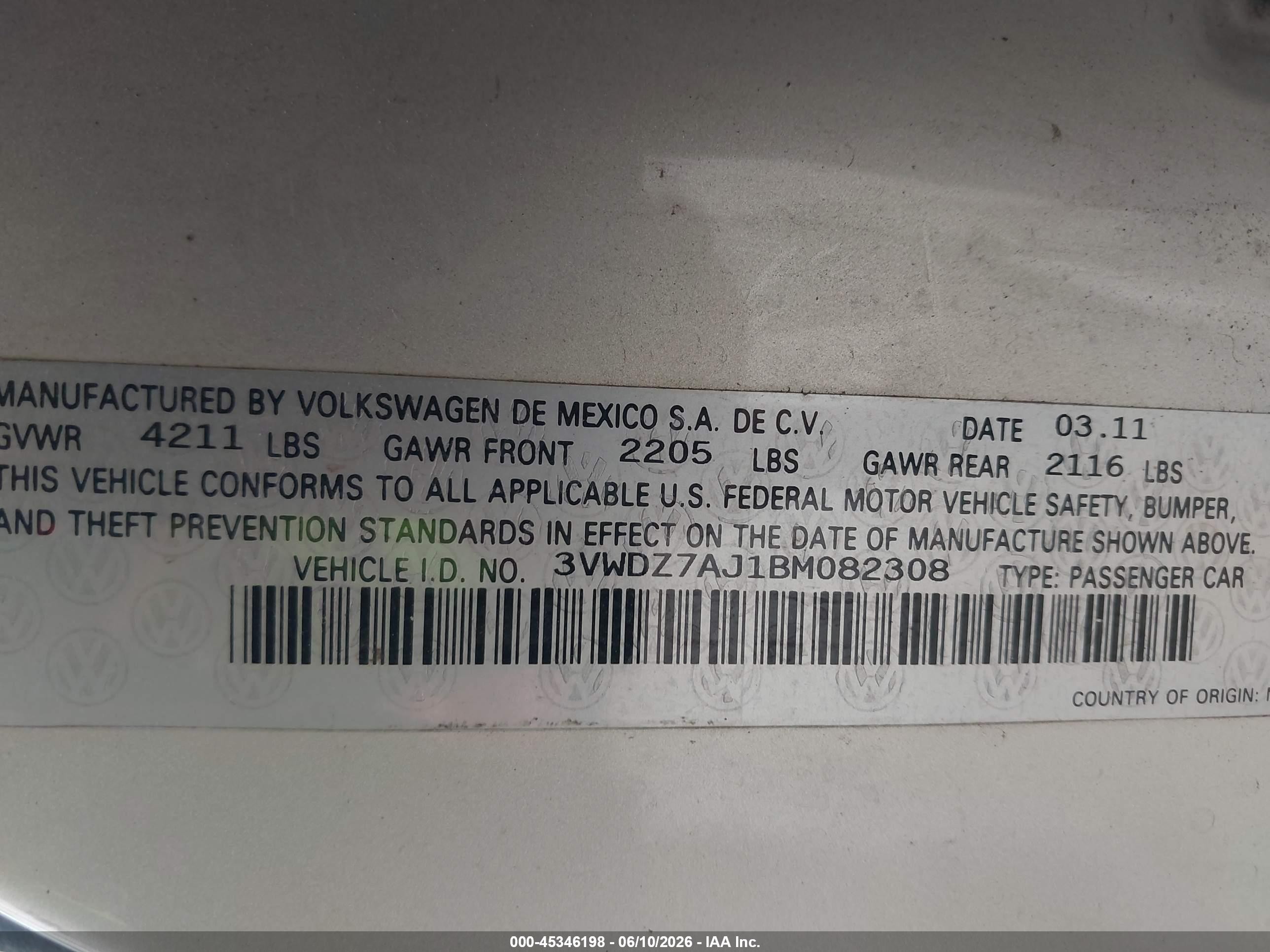 2011 Volkswagen Jetta 2.5l Se Pewter vin: 3VWDZ7AJ1BM082308