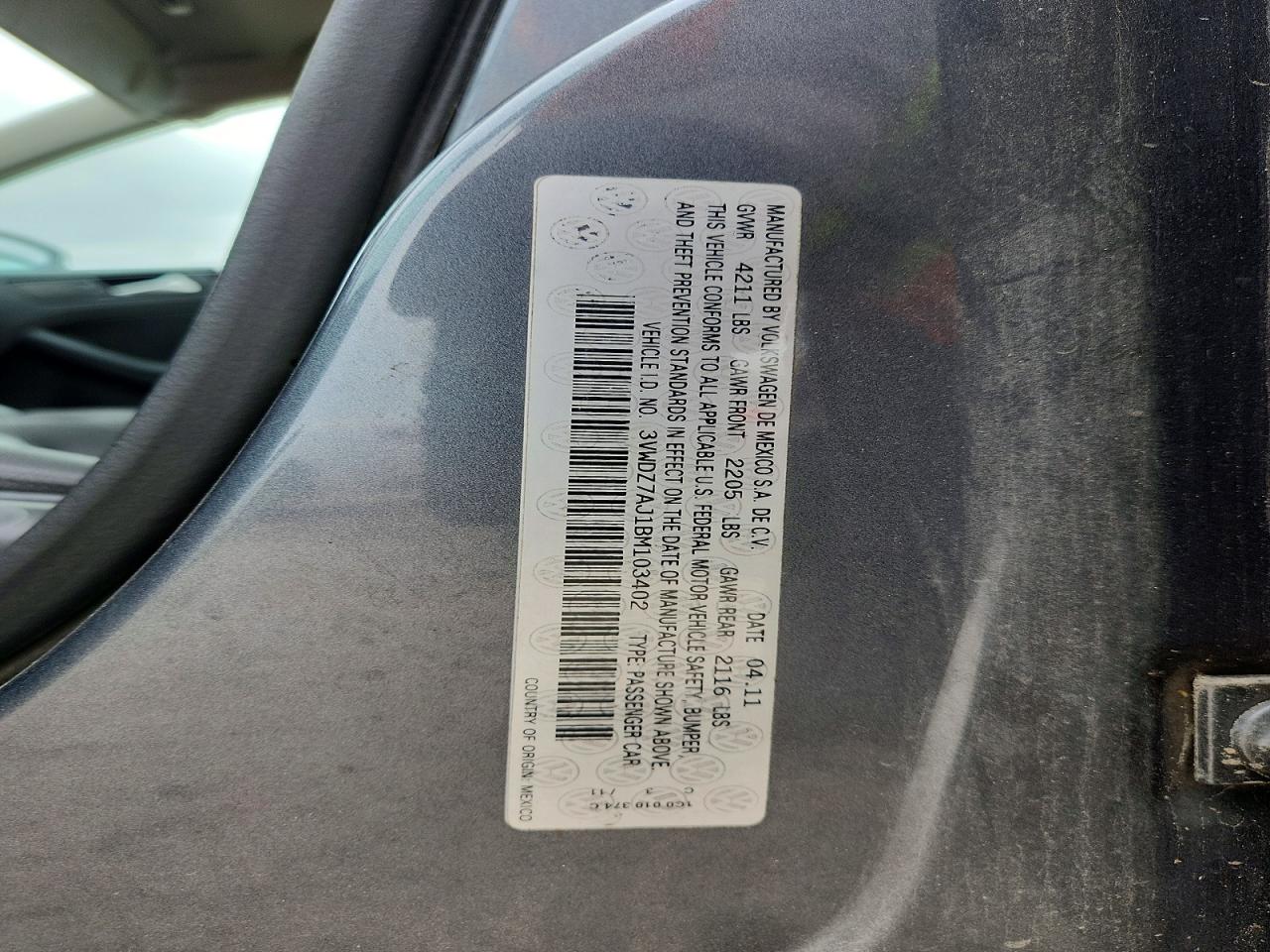 2011 Volkswagen Jetta Se Gray vin: 3VWDZ7AJ1BM103402