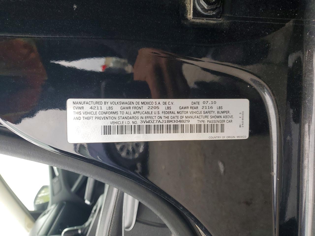 2011 Volkswagen Jetta Se Black vin: 3VWDZ7AJ1BM304829