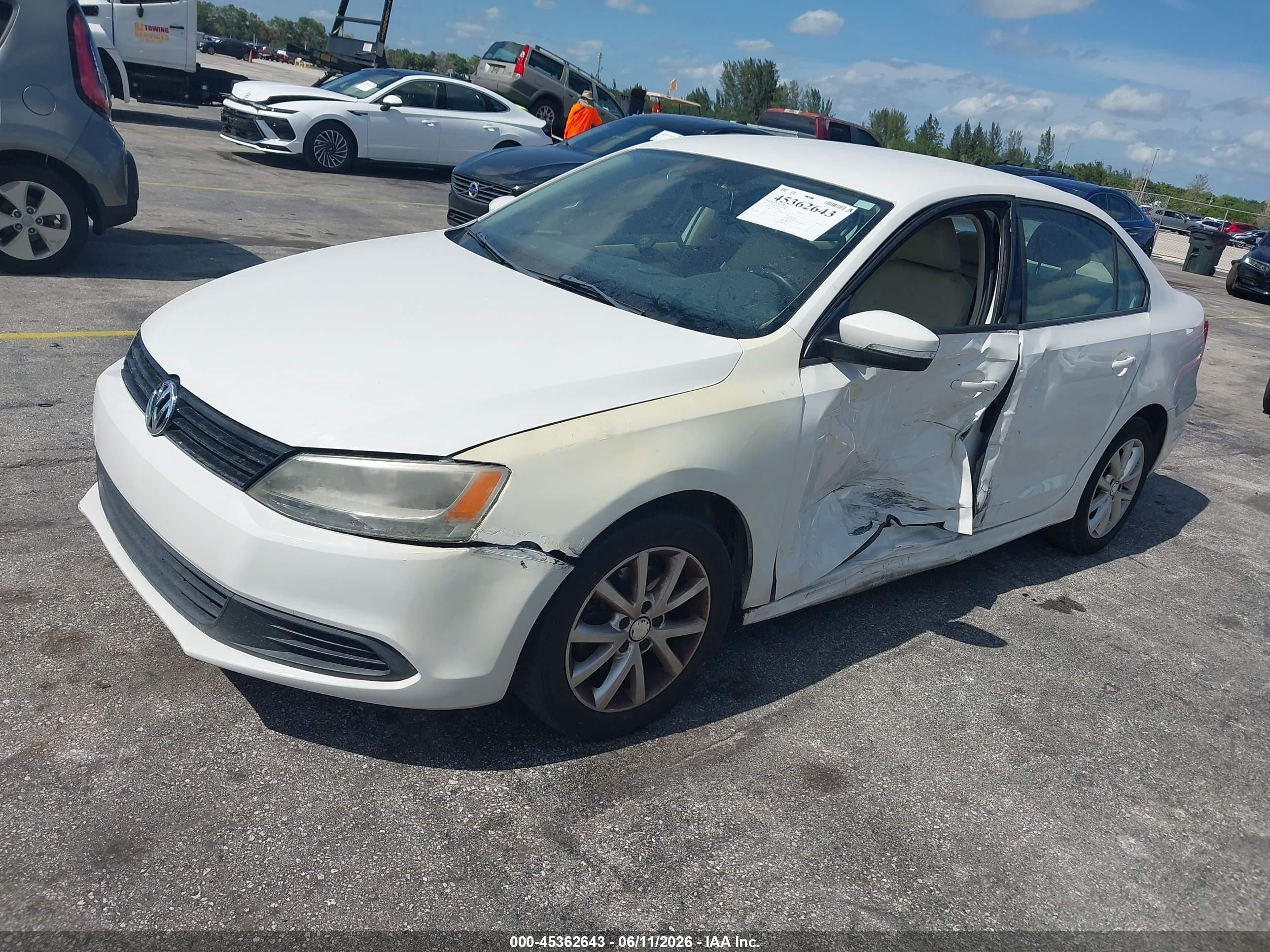 2011 Volkswagen Jetta 2.5l Se White vin: 3VWDZ7AJ1BM324126