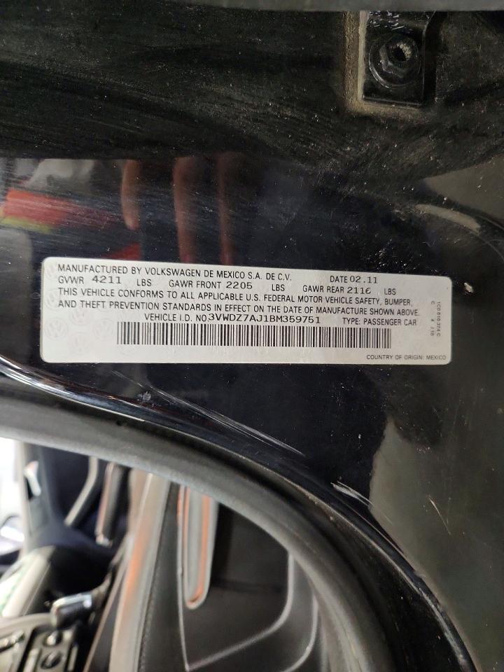 2011 Volkswagen Jetta Se Black vin: 3VWDZ7AJ1BM359751