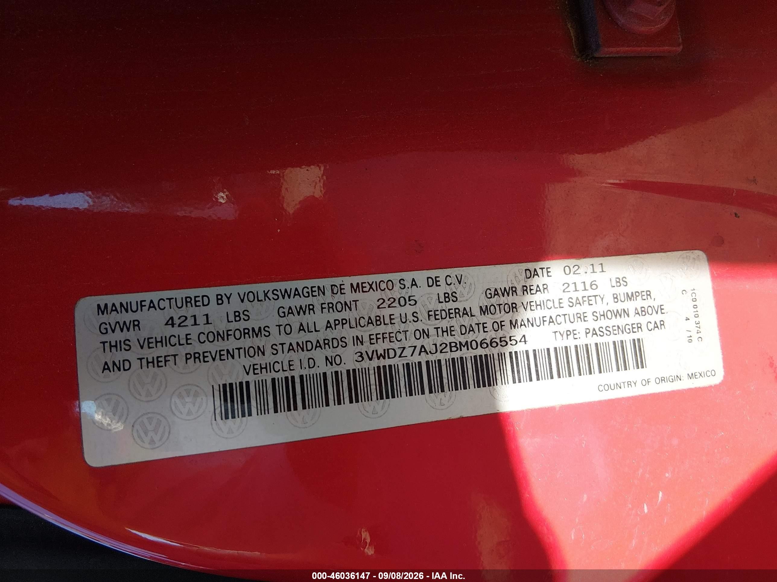 2011 Volkswagen Jetta 2.5l Se Red vin: 3VWDZ7AJ2BM066554