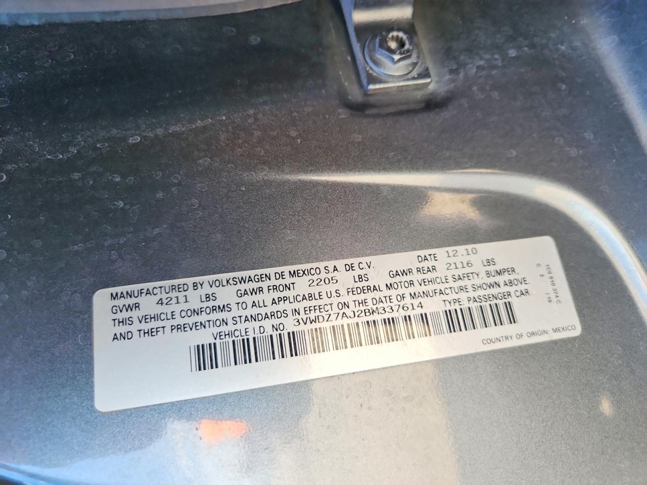2011 Volkswagen Jetta Se Charcoal vin: 3VWDZ7AJ2BM337614