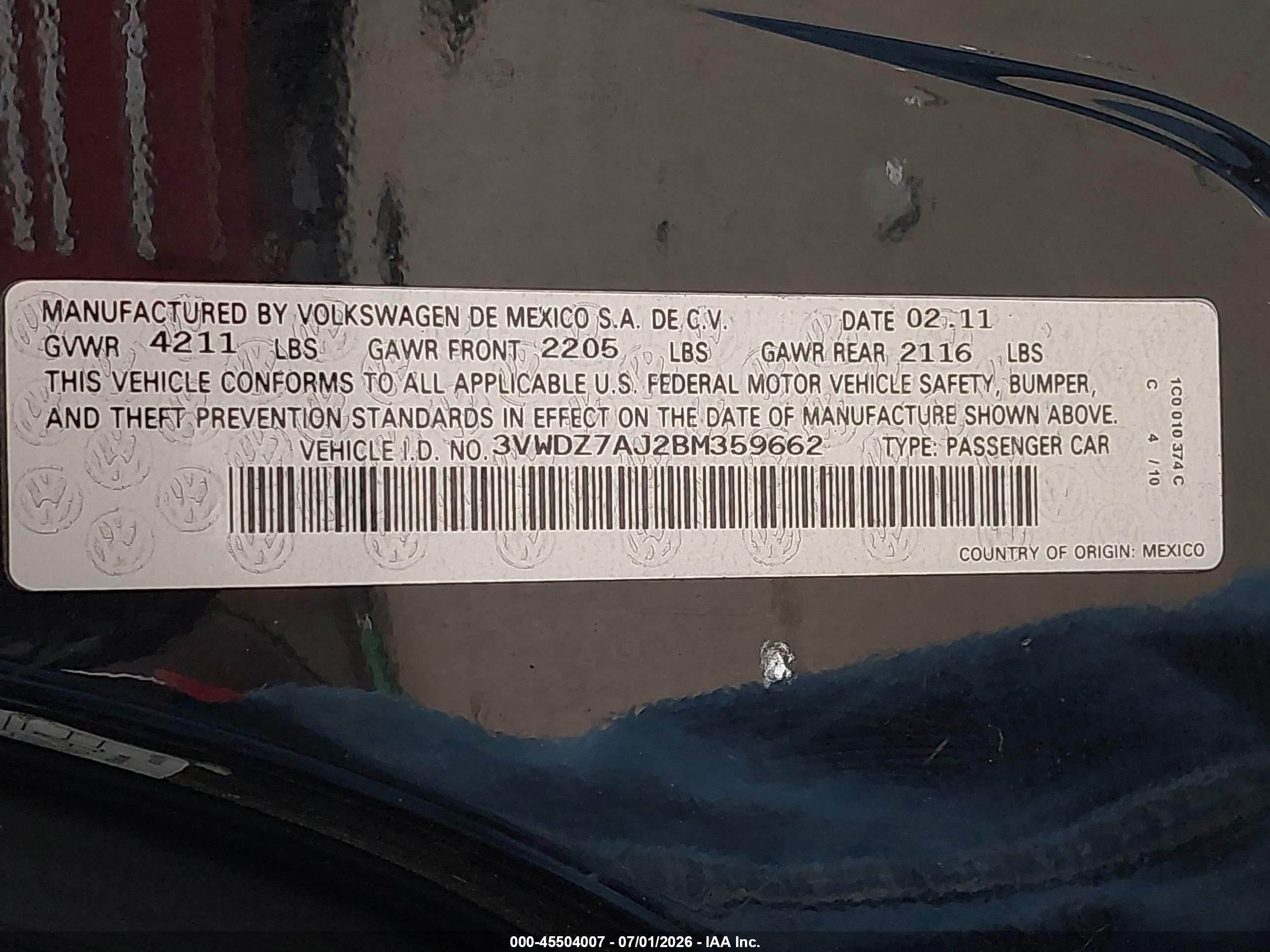 2011 Volkswagen Jetta 2.5l Se Black vin: 3VWDZ7AJ2BM359662