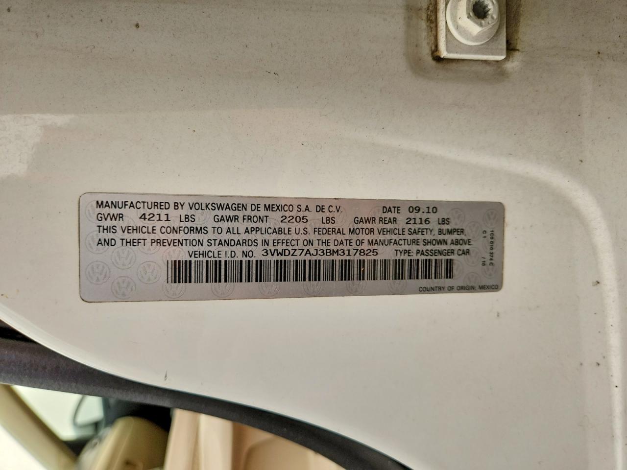 2011 Volkswagen Jetta Se White vin: 3VWDZ7AJ3BM317825