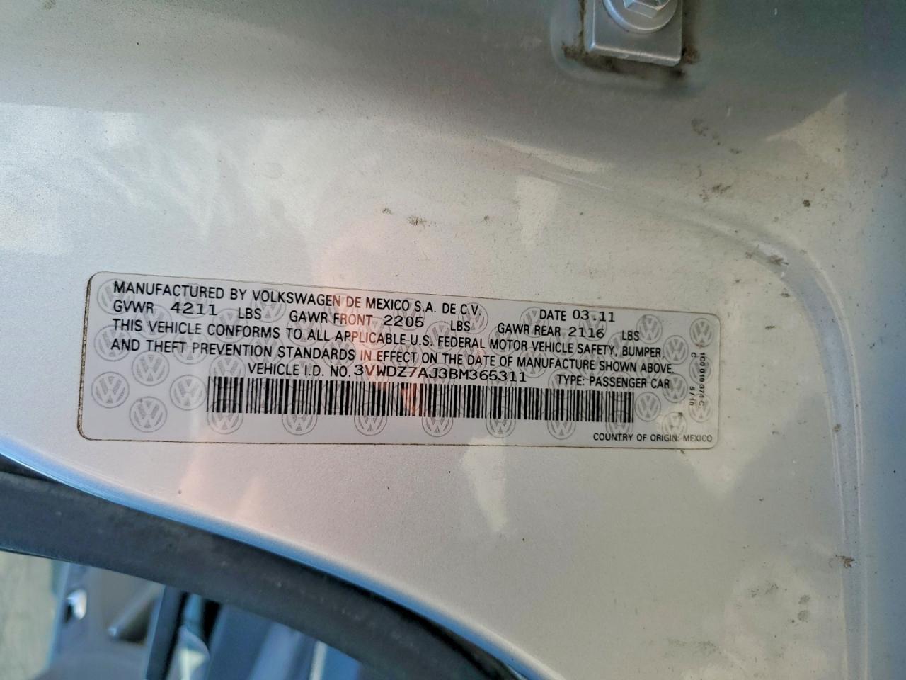 2011 Volkswagen Jetta Se Silver vin: 3VWDZ7AJ3BM365311