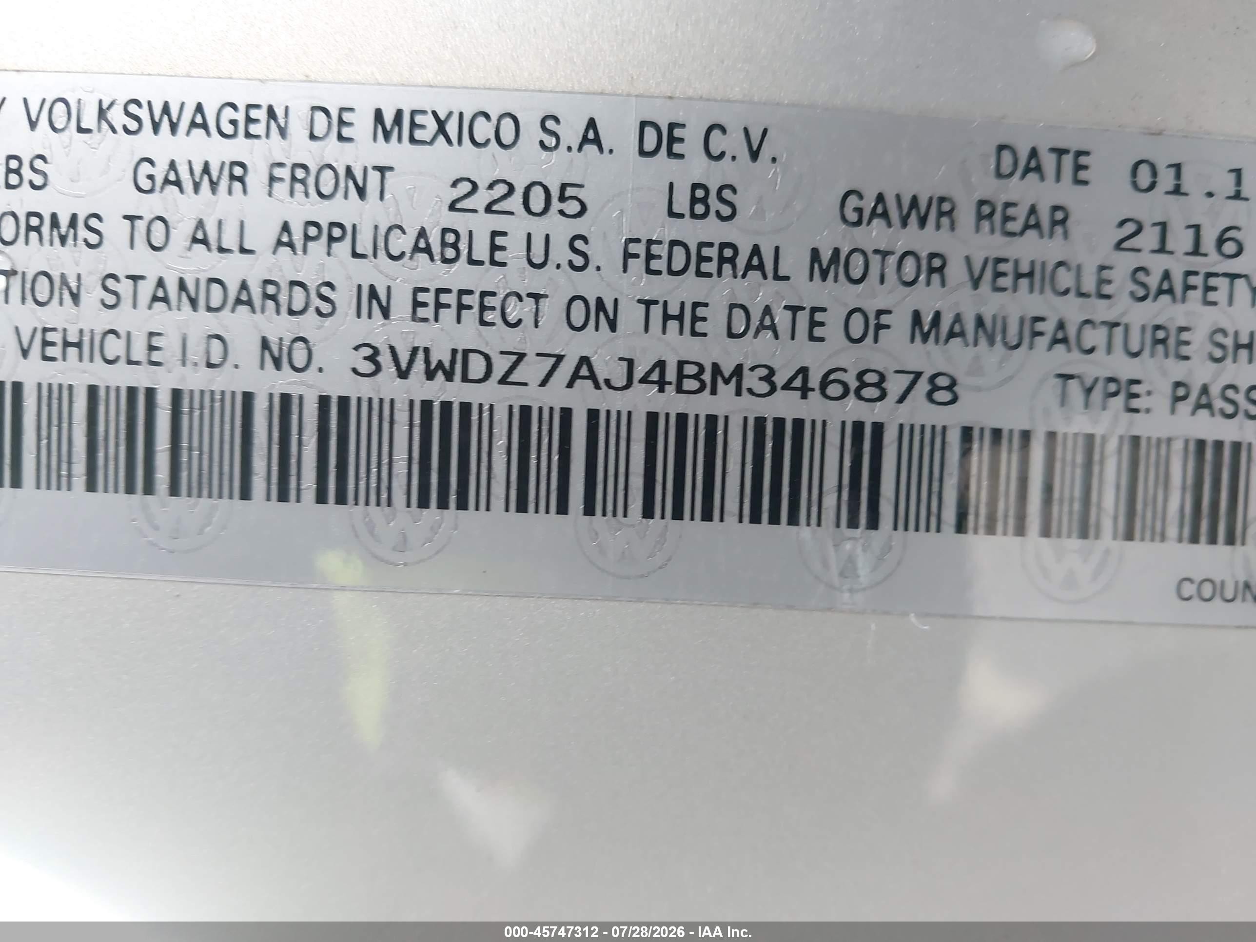 2011 Volkswagen Jetta 2.5l Se Silver vin: 3VWDZ7AJ4BM346878