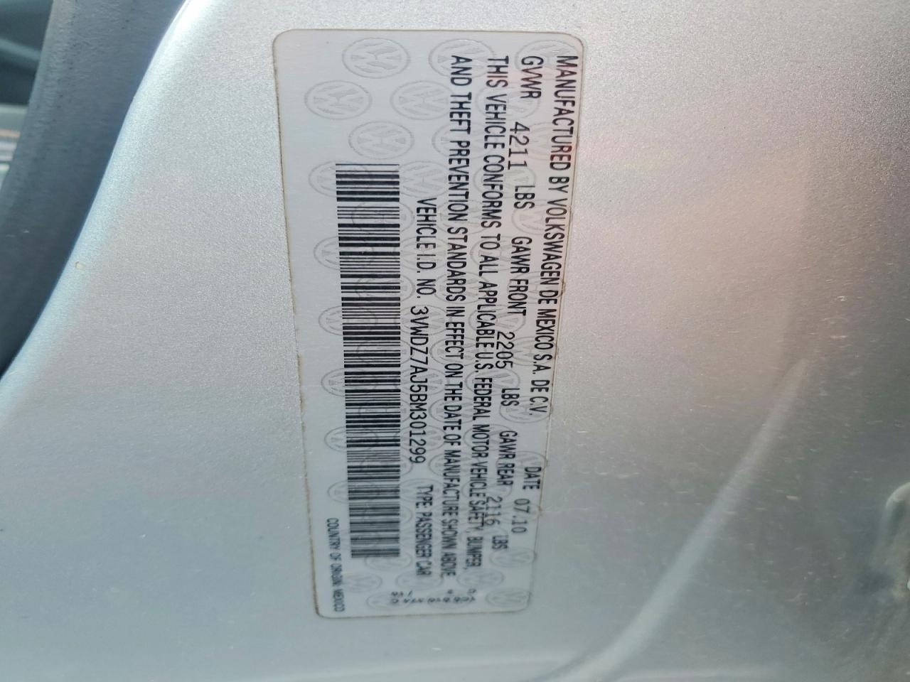 2011 Volkswagen Jetta Se Silver vin: 3VWDZ7AJ5BM301299