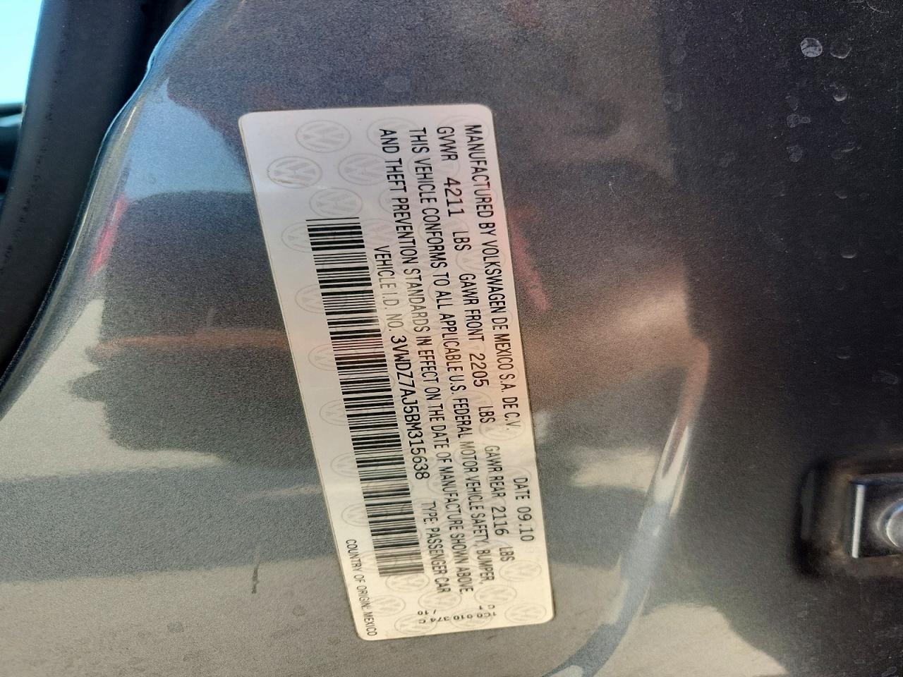 2011 Volkswagen Jetta Se Gray vin: 3VWDZ7AJ5BM315638