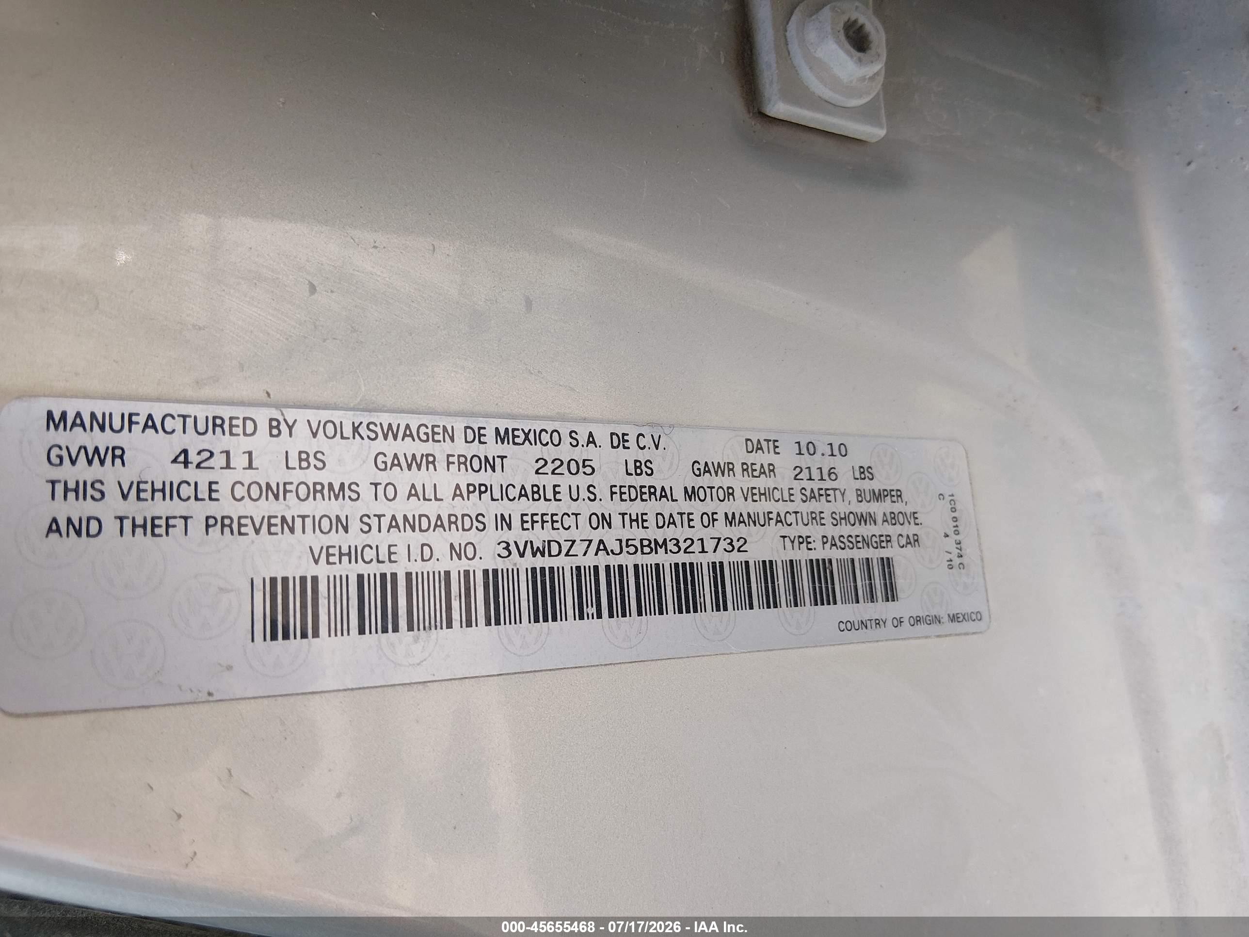 2011 Volkswagen Jetta 2.5l Se Silver vin: 3VWDZ7AJ5BM321732