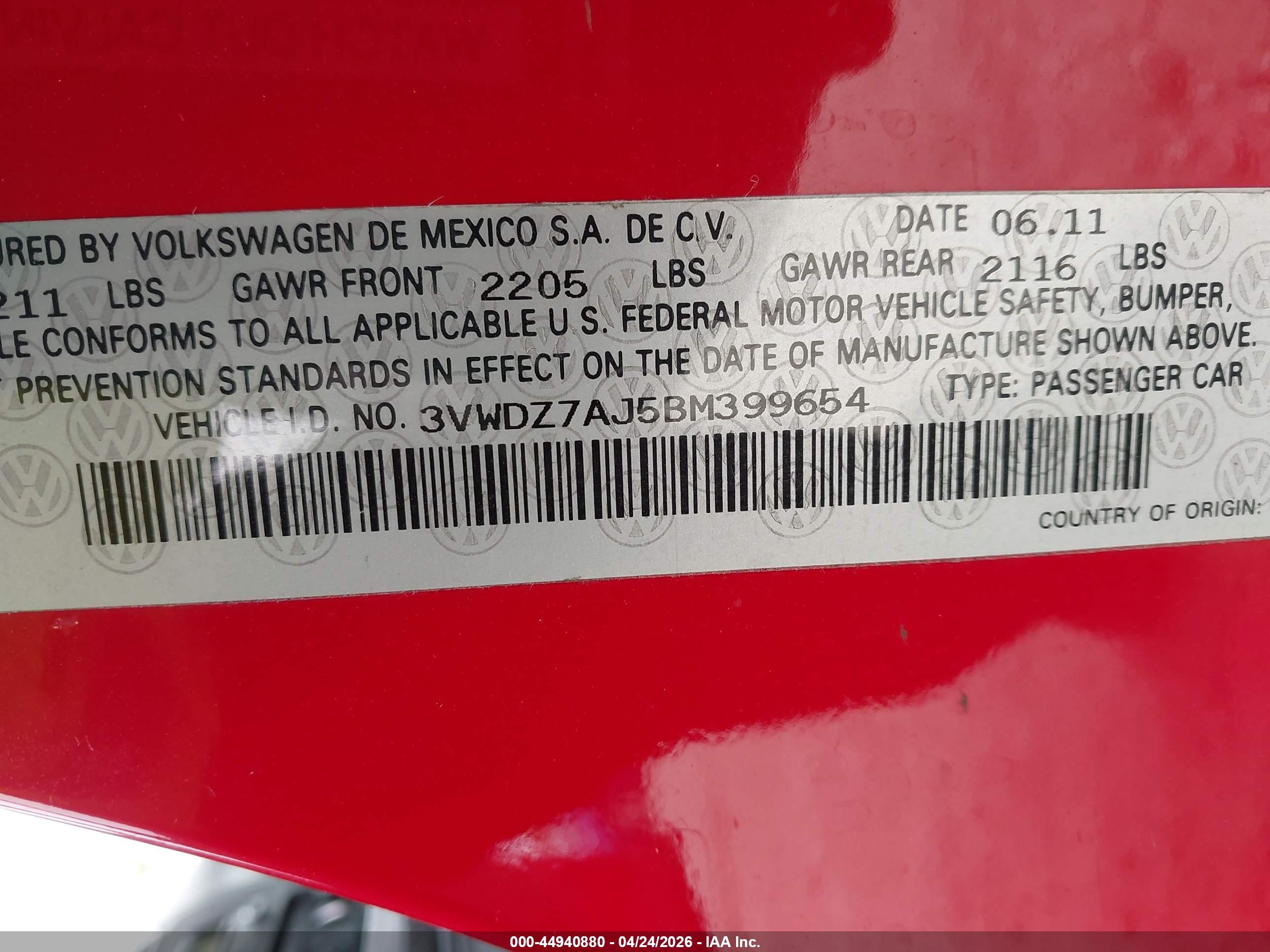 2011 Volkswagen Jetta 2.5l Se Red vin: 3VWDZ7AJ5BM399654