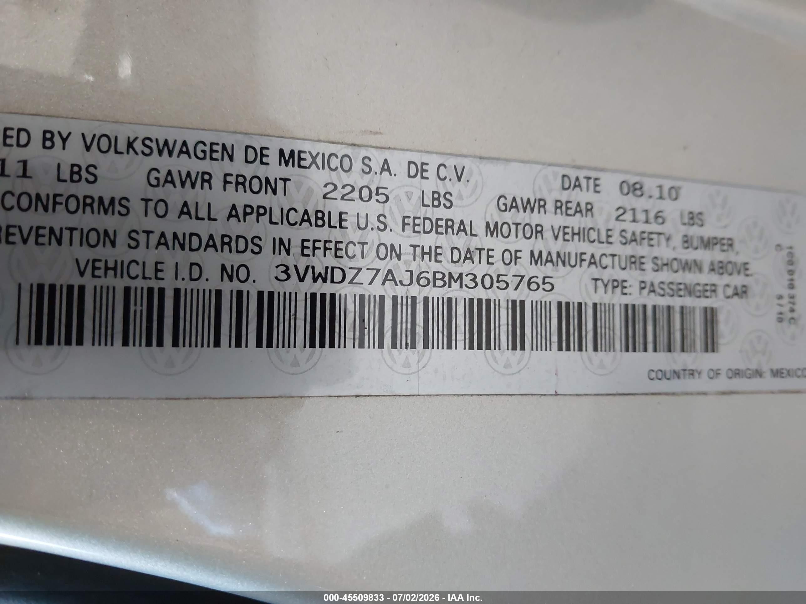 2011 Volkswagen Jetta 2.5l Se Silver vin: 3VWDZ7AJ6BM305765