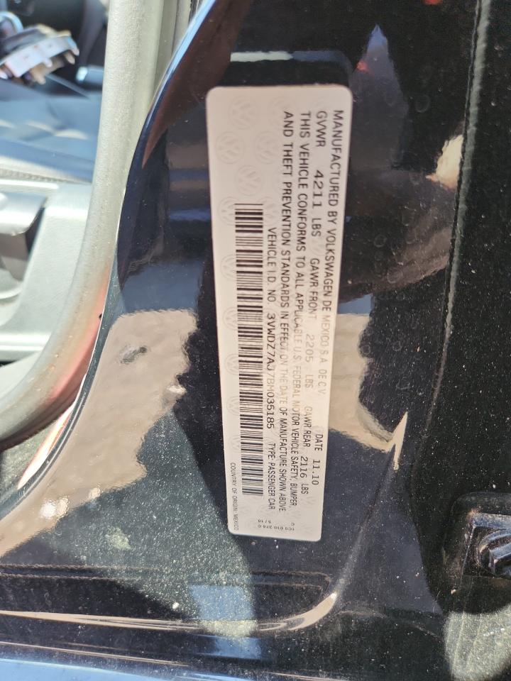 2011 Volkswagen Jetta Se Black vin: 3VWDZ7AJ7BM035185