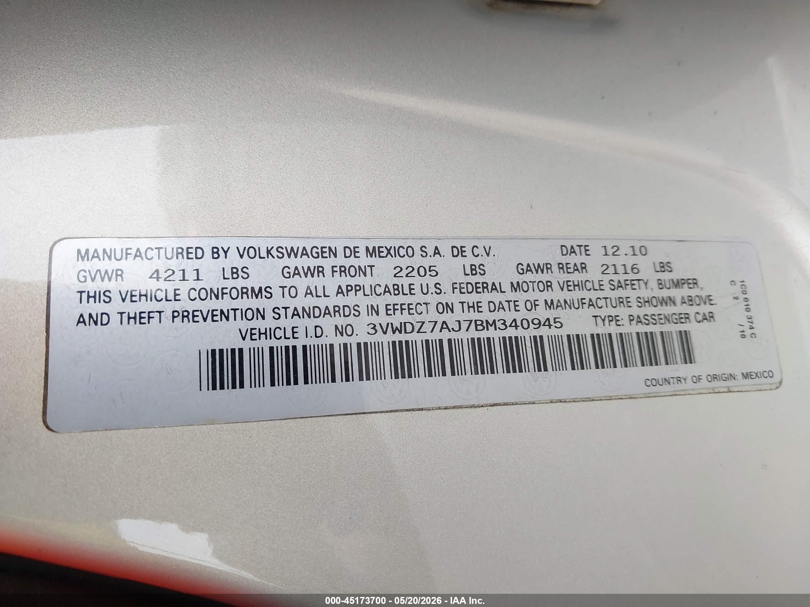 2011 Volkswagen Jetta 2.5l Se Желто-коричневый vin: 3VWDZ7AJ7BM340945
