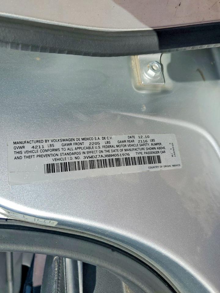 2011 Volkswagen Jetta Se Серебряный vin: 3VWDZ7AJ8BM051976