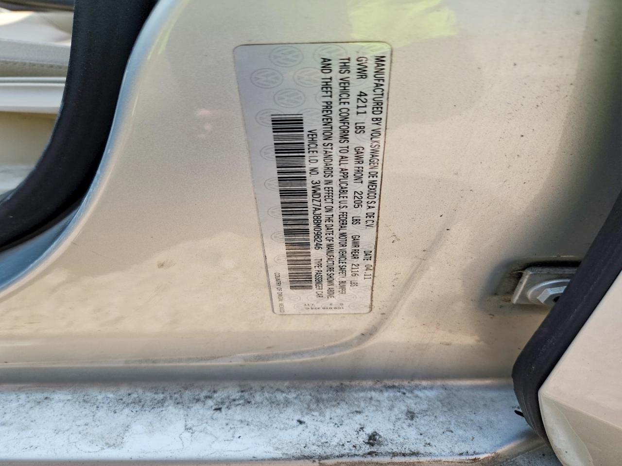 2011 Volkswagen Jetta Se Золотой vin: 3VWDZ7AJ8BM098246