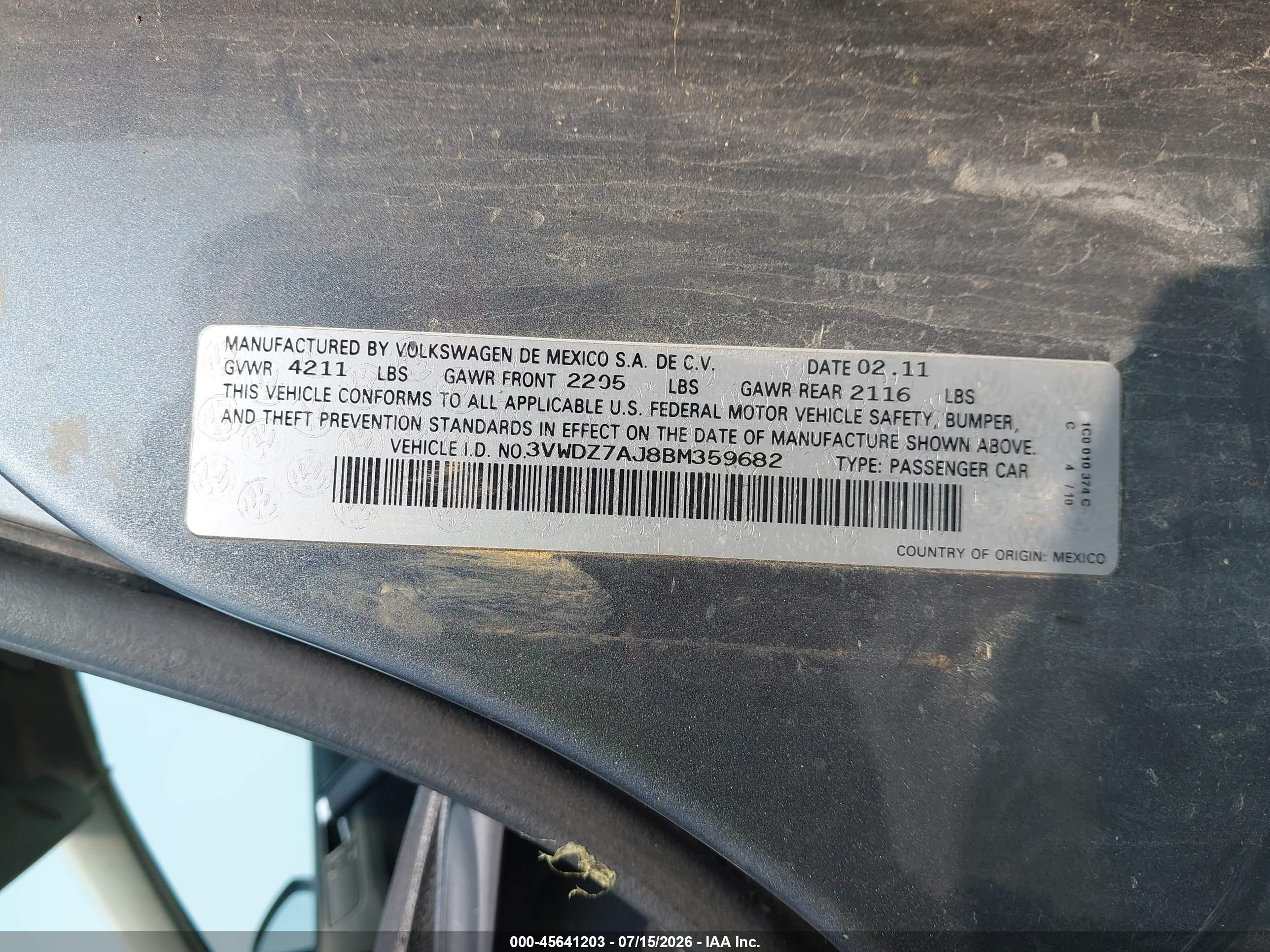 2011 Volkswagen Jetta 2.5l Se Gray vin: 3VWDZ7AJ8BM359682