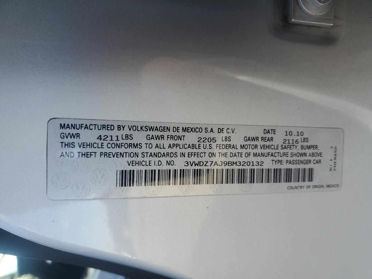 2011 Volkswagen Jetta Silver vin: 3VWDZ7AJ9BM320132