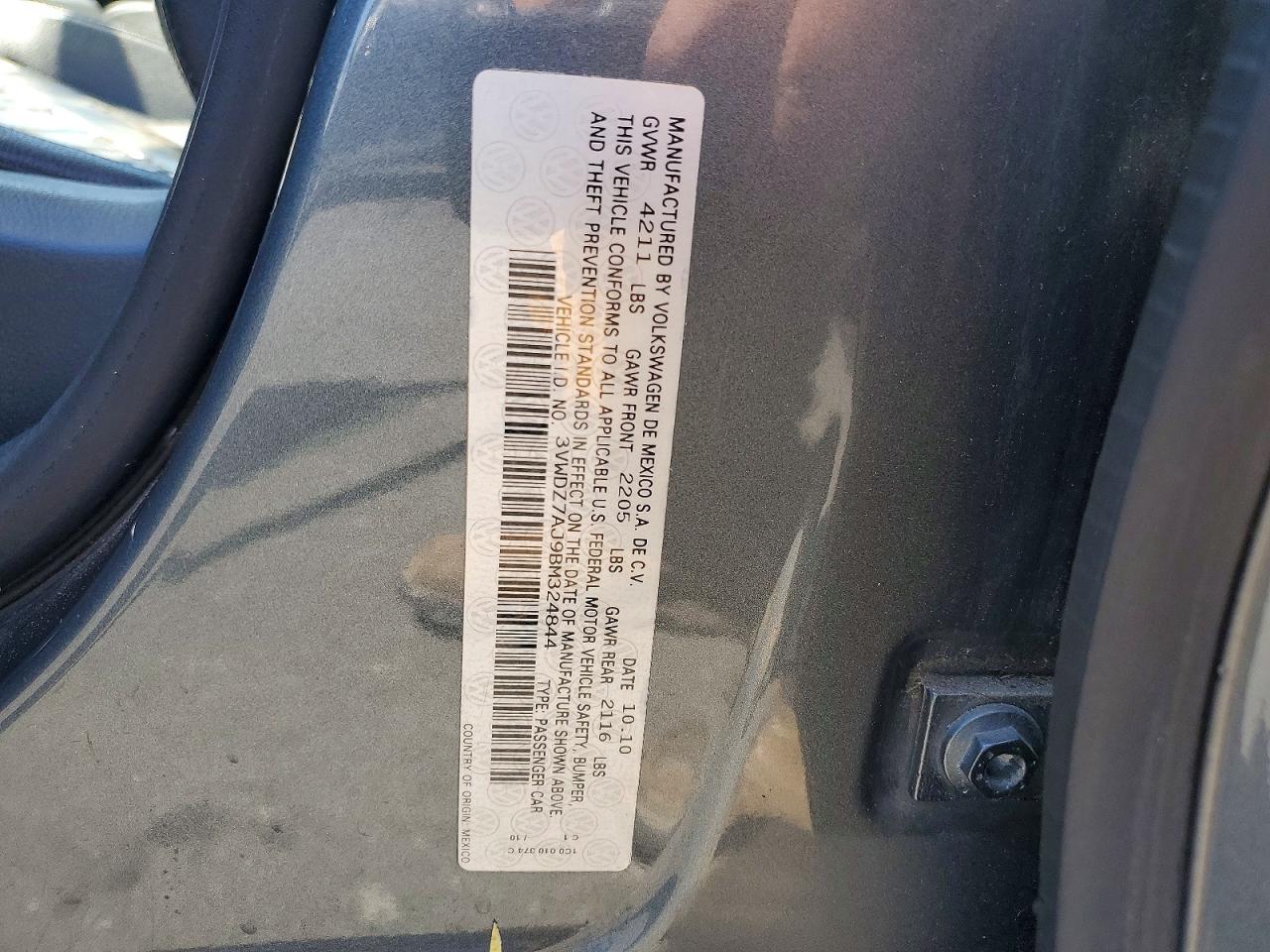 2011 Volkswagen Jetta Se Серый vin: 3VWDZ7AJ9BM324844