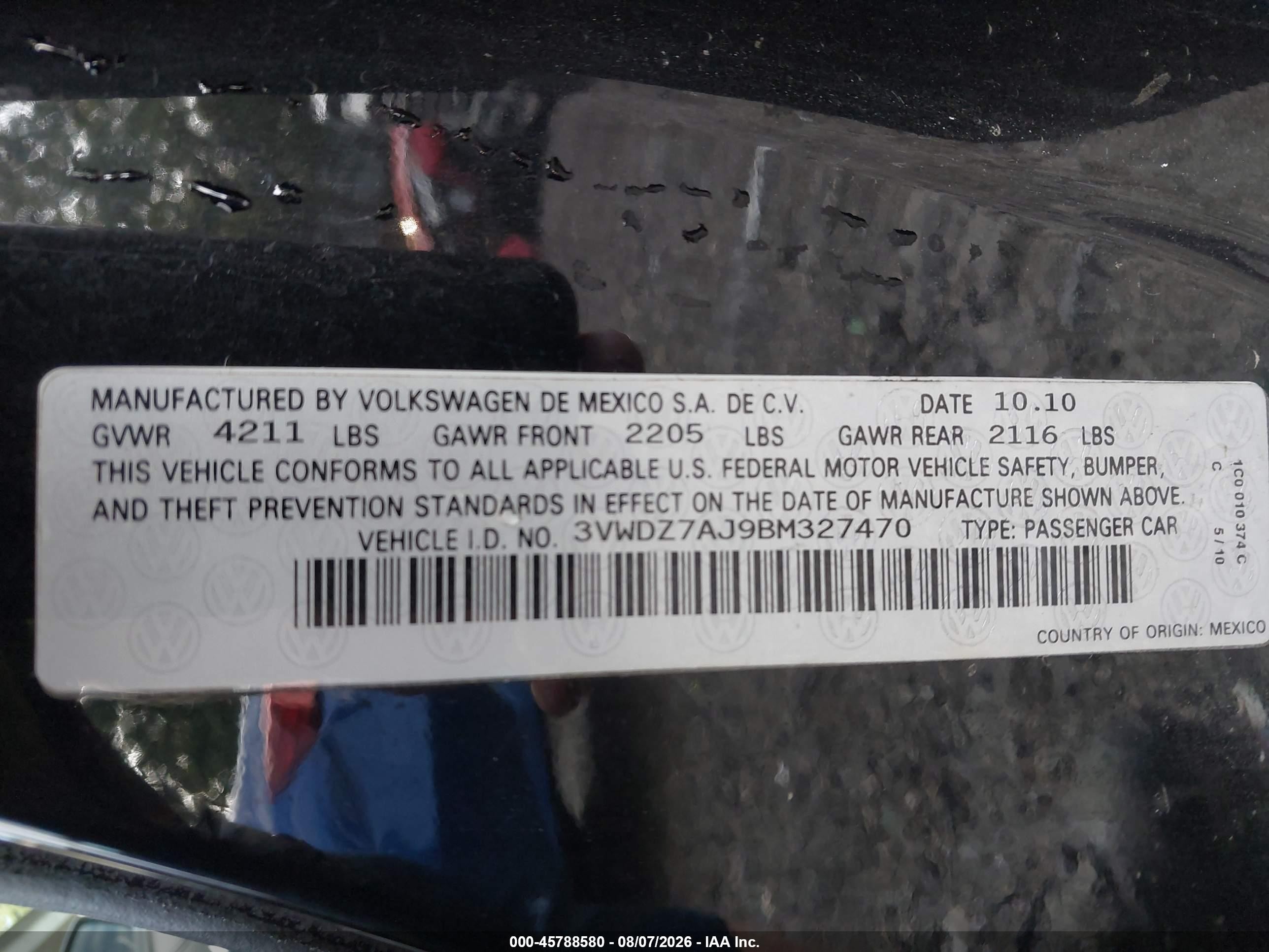 2011 Volkswagen Jetta 2.5l Se Black vin: 3VWDZ7AJ9BM327470