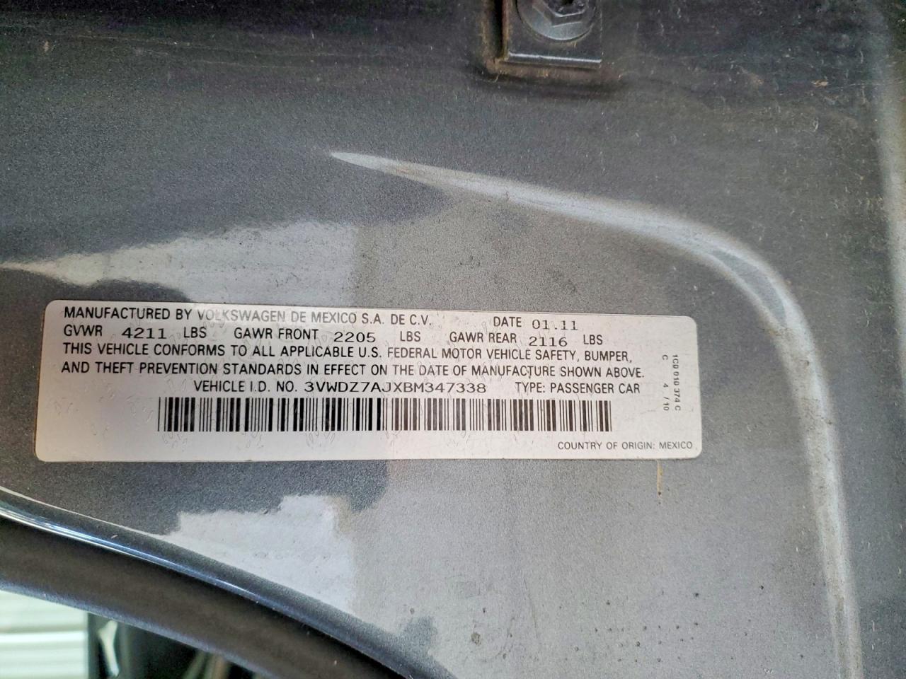 2011 Volkswagen Jetta Se Серый vin: 3VWDZ7AJXBM347338