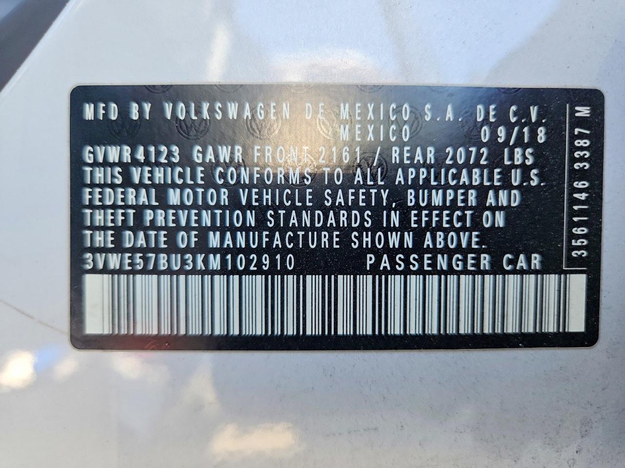 2019 Volkswagen Jetta Sel White vin: 3VWE57BU3KM102910