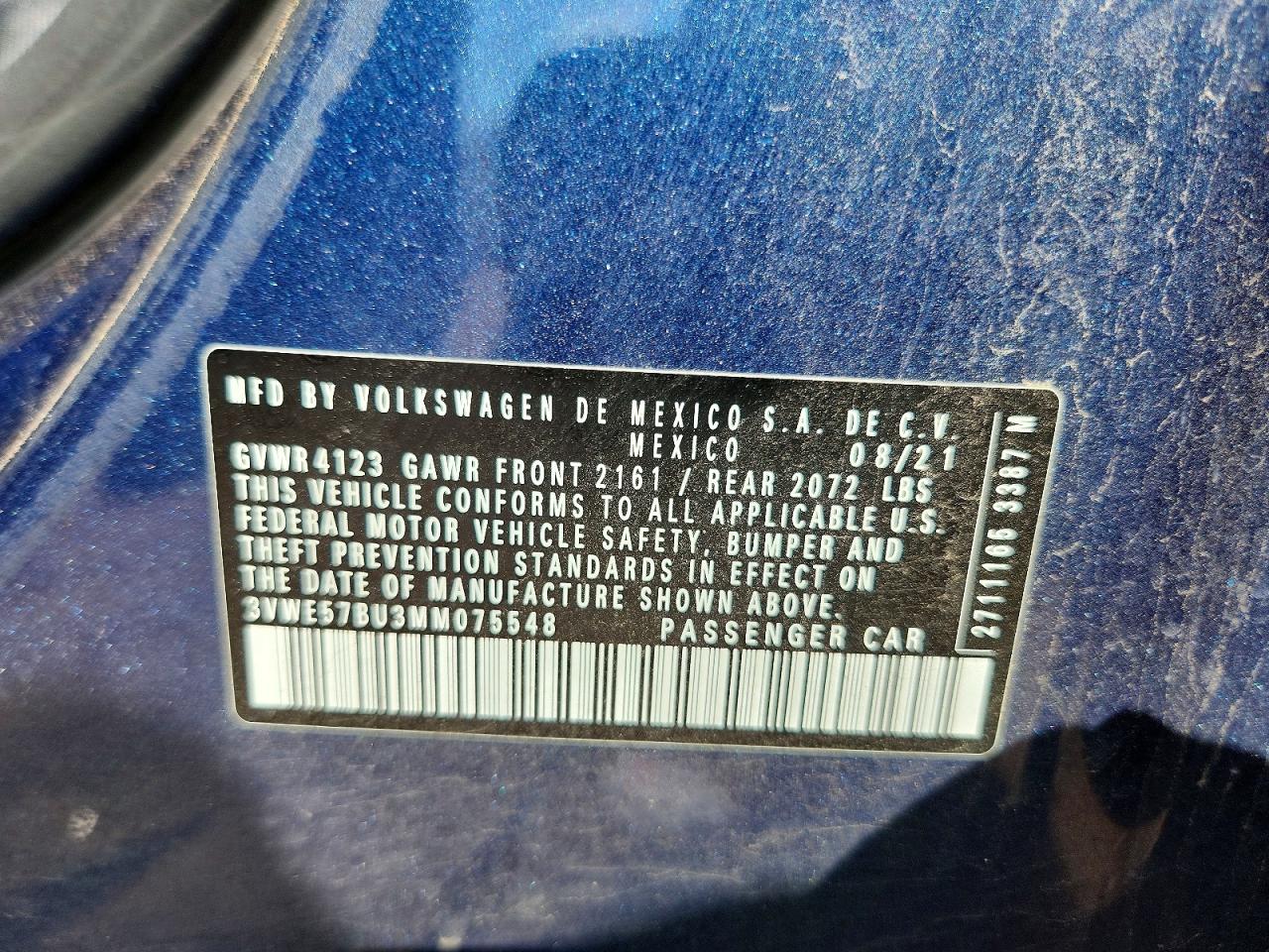 2021 Volkswagen Jetta Sel Blue vin: 3VWE57BU3MM075548