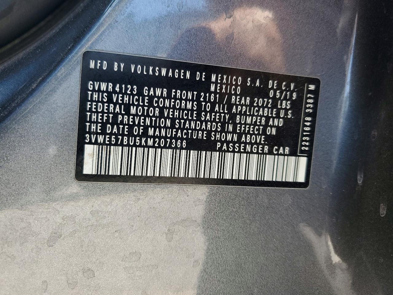 2019 Volkswagen Jetta Sel Gray vin: 3VWE57BU5KM207366