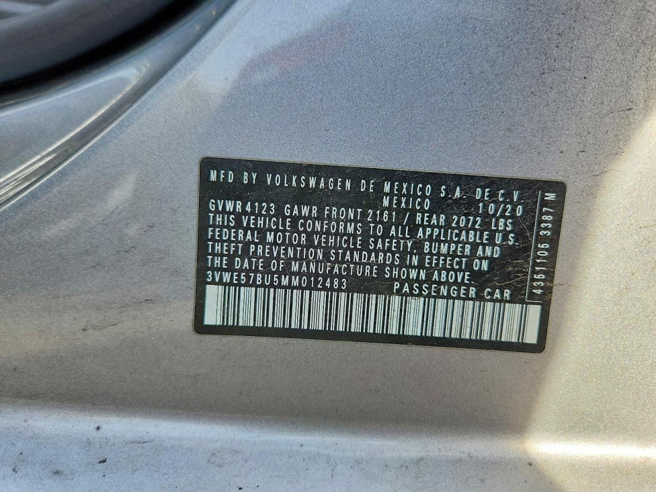 2021 Volkswagen Jetta Sel Silver vin: 3VWE57BU5MM012483