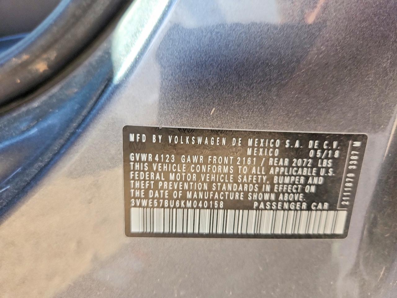 2019 Volkswagen Jetta Sel Gray vin: 3VWE57BU6KM040158