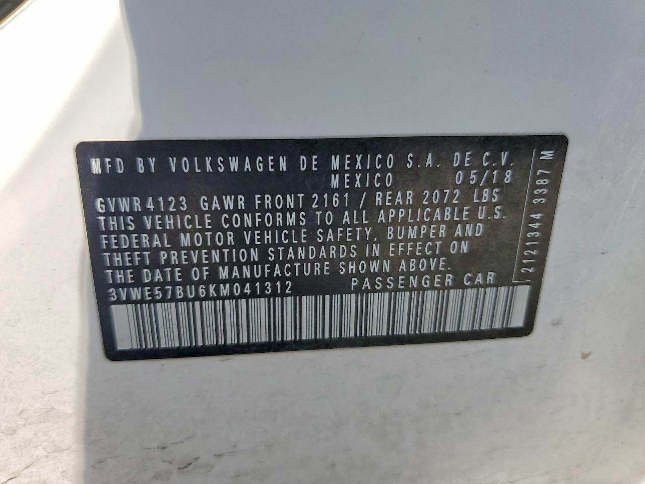 2019 Volkswagen Jetta Sel White vin: 3VWE57BU6KM041312