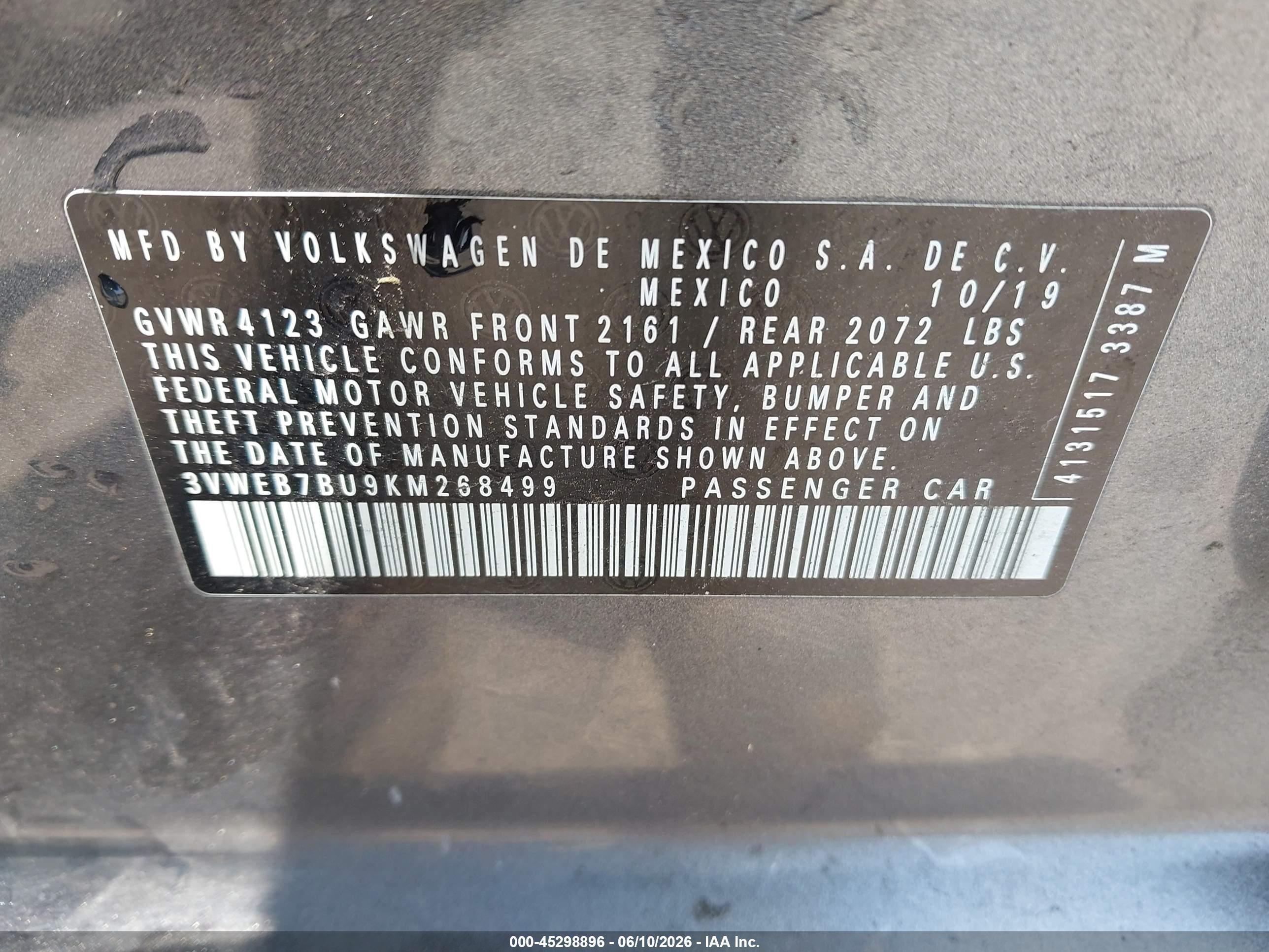 2019 Volkswagen Jetta 1.4t Sel Gray vin: 3VWEB7BU9KM268499