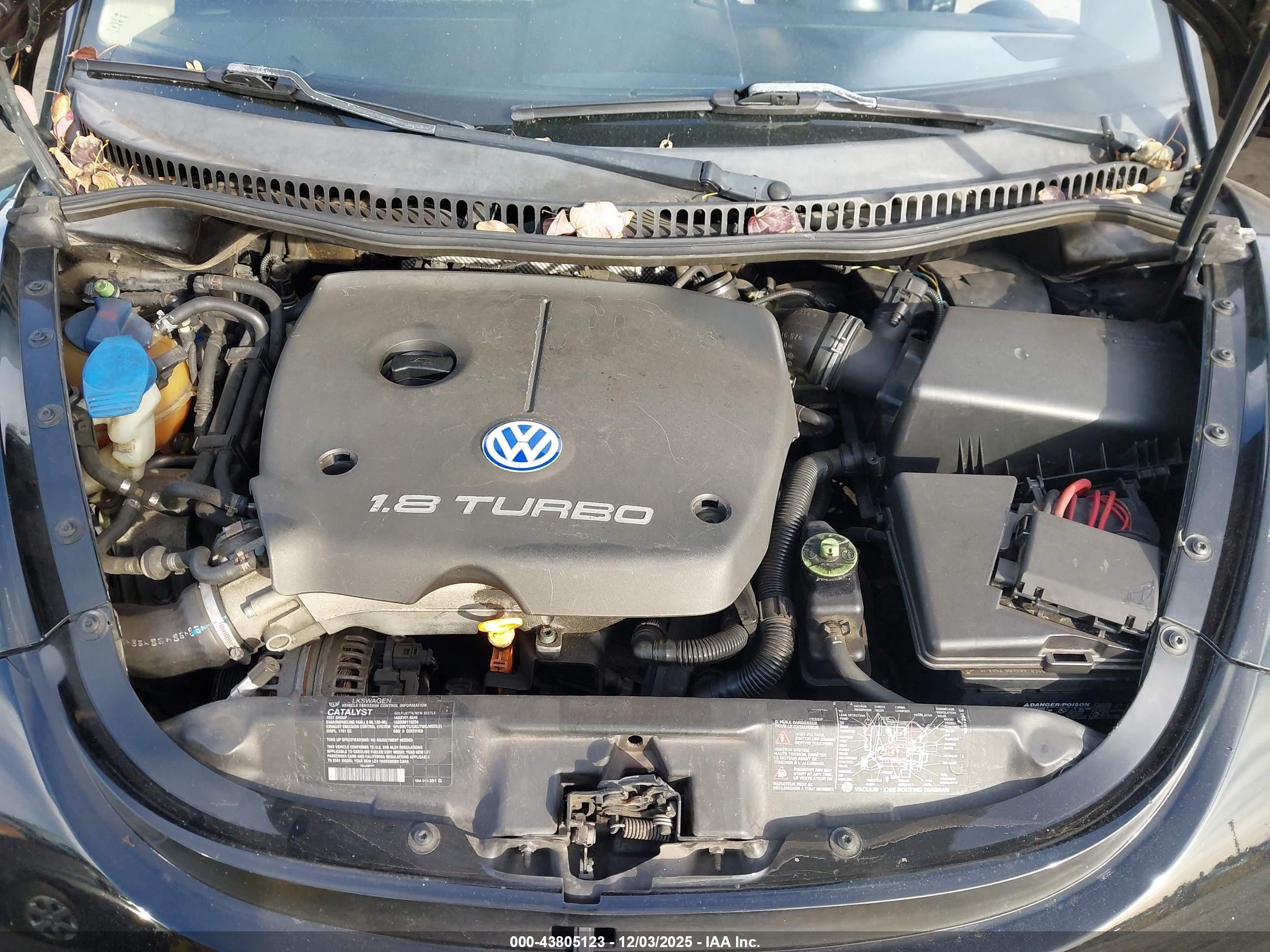 2001 Volkswagen New Beetle Sport Edition Черный vin: 3VWED21C51M481406