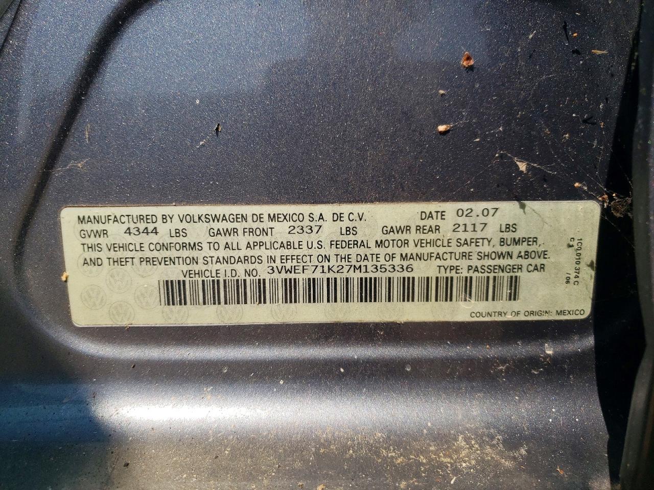 2007 Volkswagen Jetta Wolfsburg Gray vin: 3VWEF71K27M135336