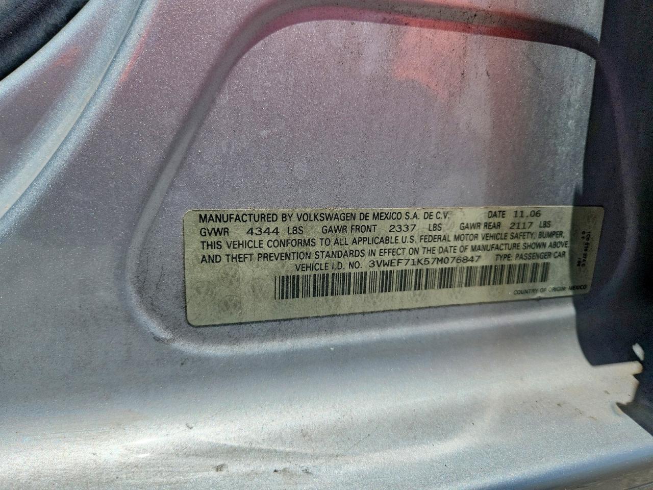 2007 Volkswagen Jetta Wolfsburg Silver vin: 3VWEF71K57M076847
