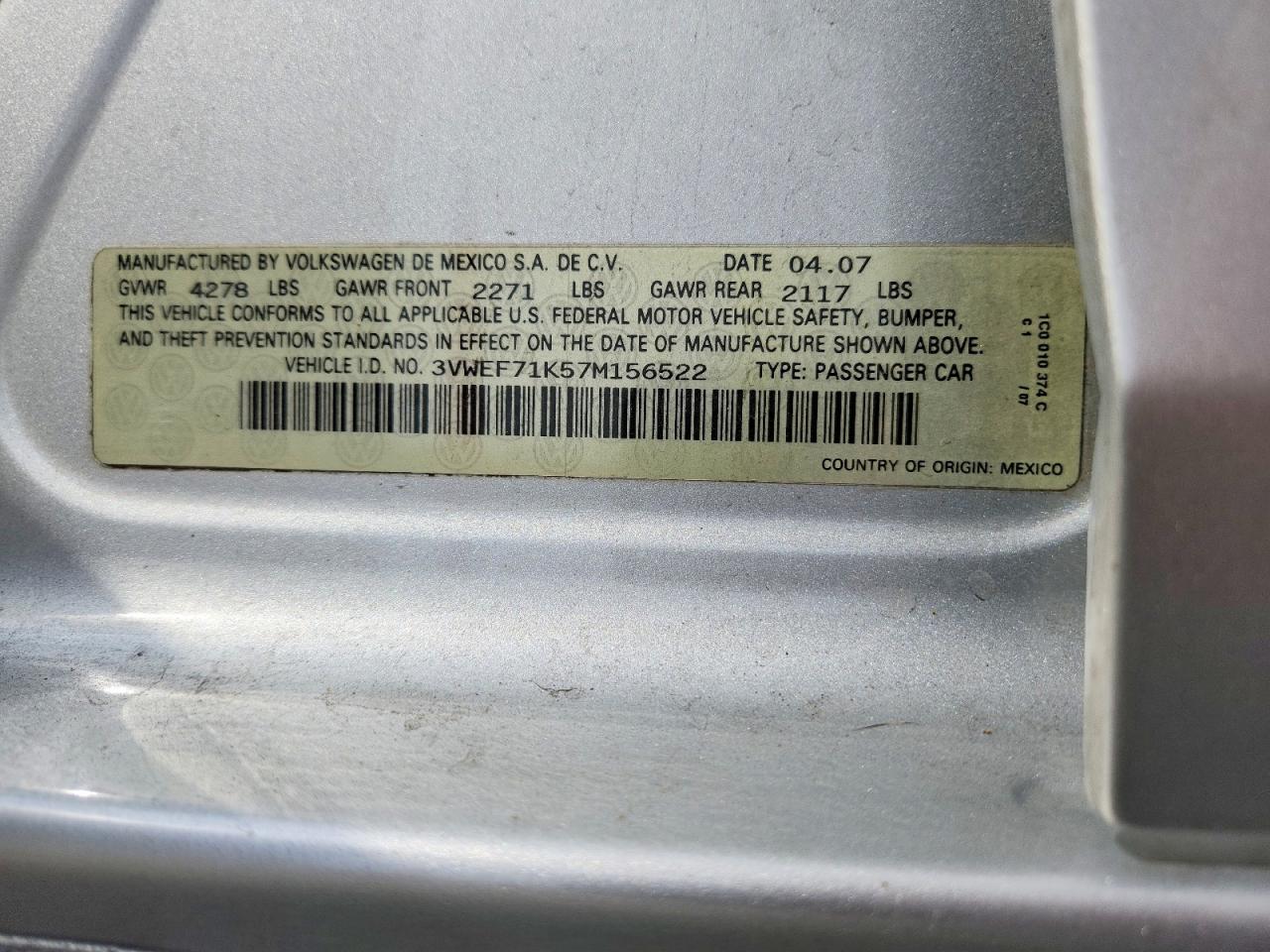 2007 Volkswagen Jetta Wolfsburg Silver vin: 3VWEF71K57M156522
