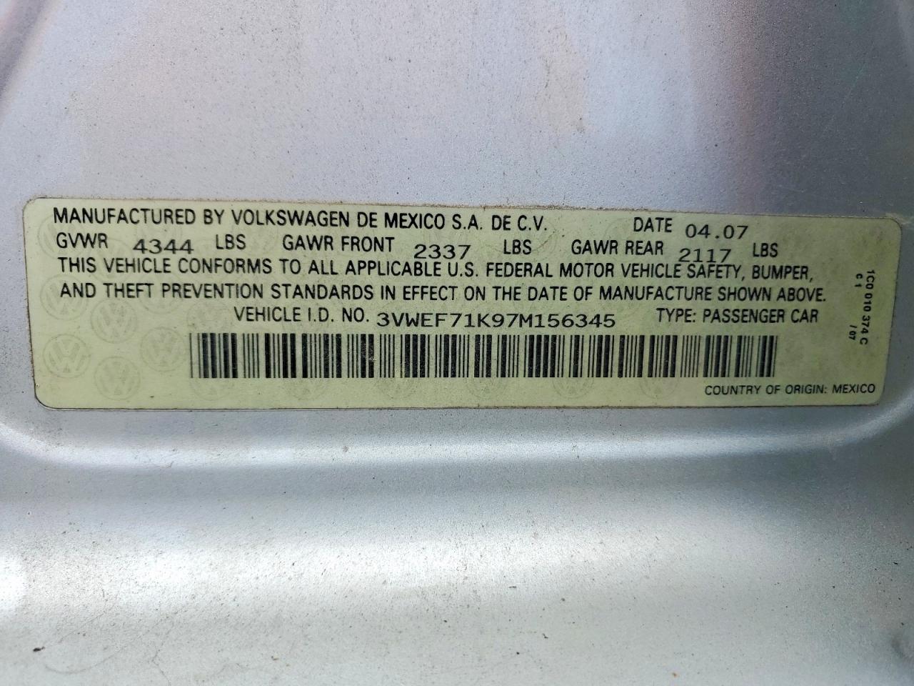 2007 Volkswagen Jetta Wolfsburg Silver vin: 3VWEF71K97M156345