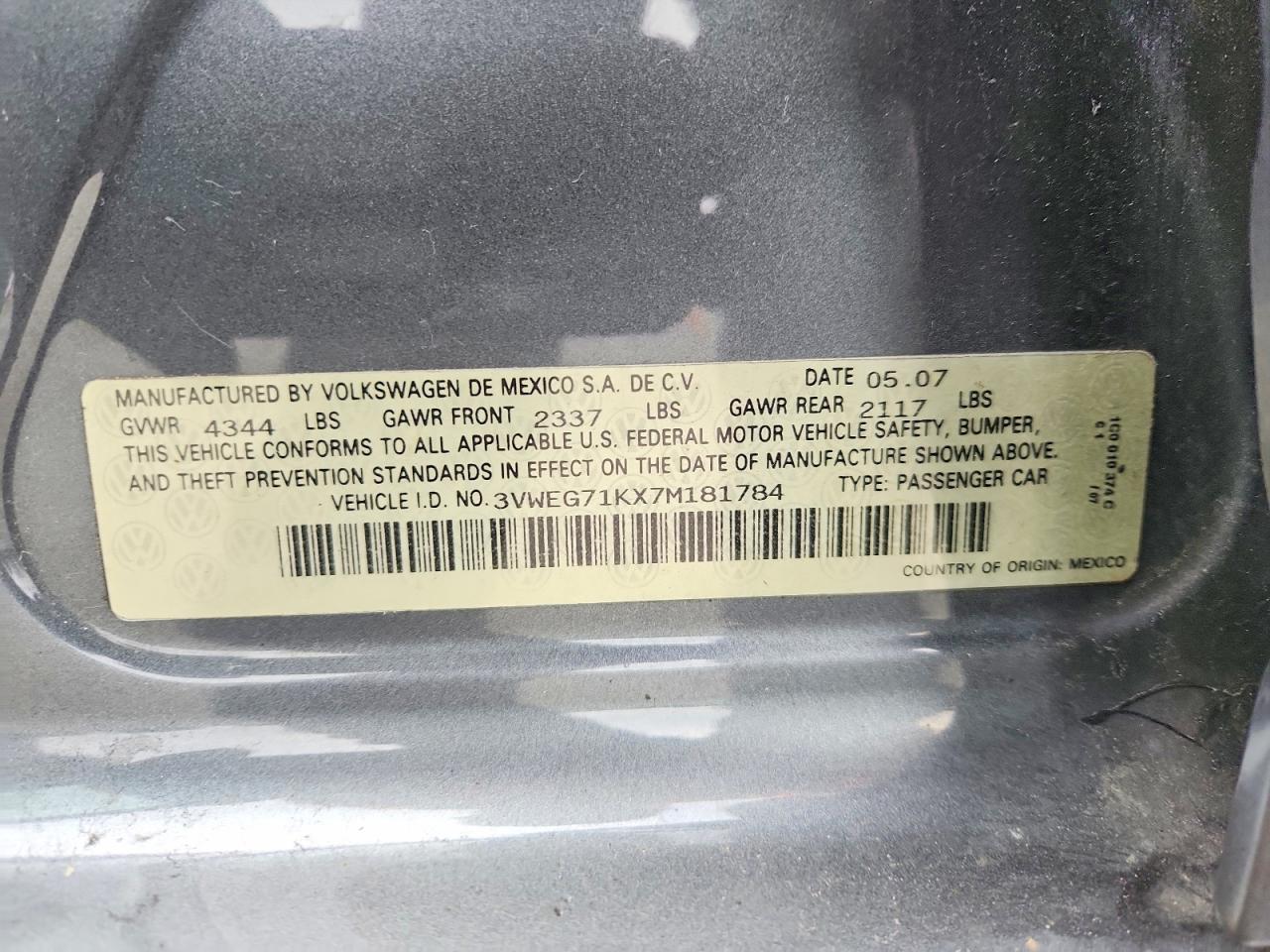 2007 Volkswagen Jetta Wolfsburg Серебряный vin: 3VWEG71KX7M181784