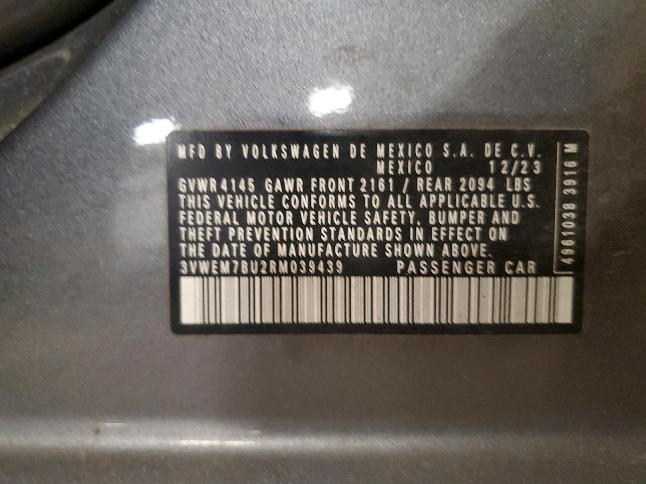 2024 Volkswagen Jetta Se Gray vin: 3VWEM7BU2RM039439