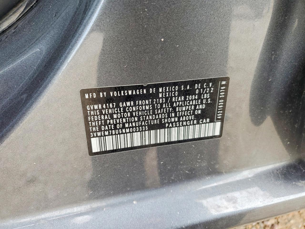 2022 Volkswagen Jetta Silver vin: 3VWEM7BU5NM003335