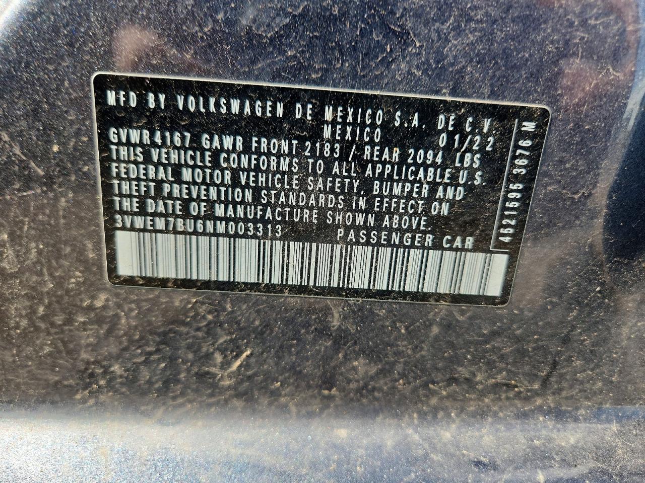 2022 Volkswagen Jetta Se Gray vin: 3VWEM7BU6NM003313