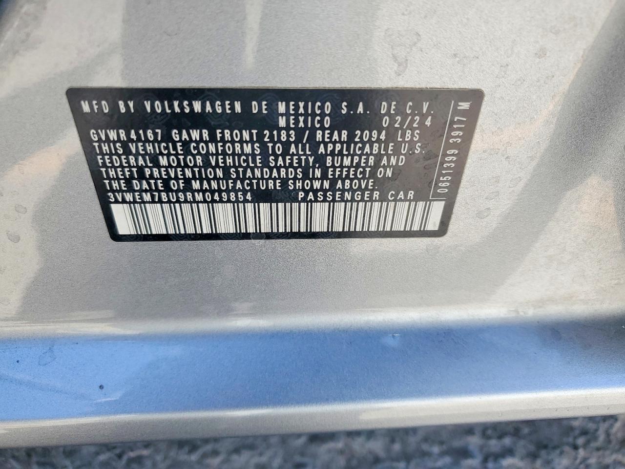 2024 Volkswagen Jetta Se Серебряный vin: 3VWEM7BU9RM049854