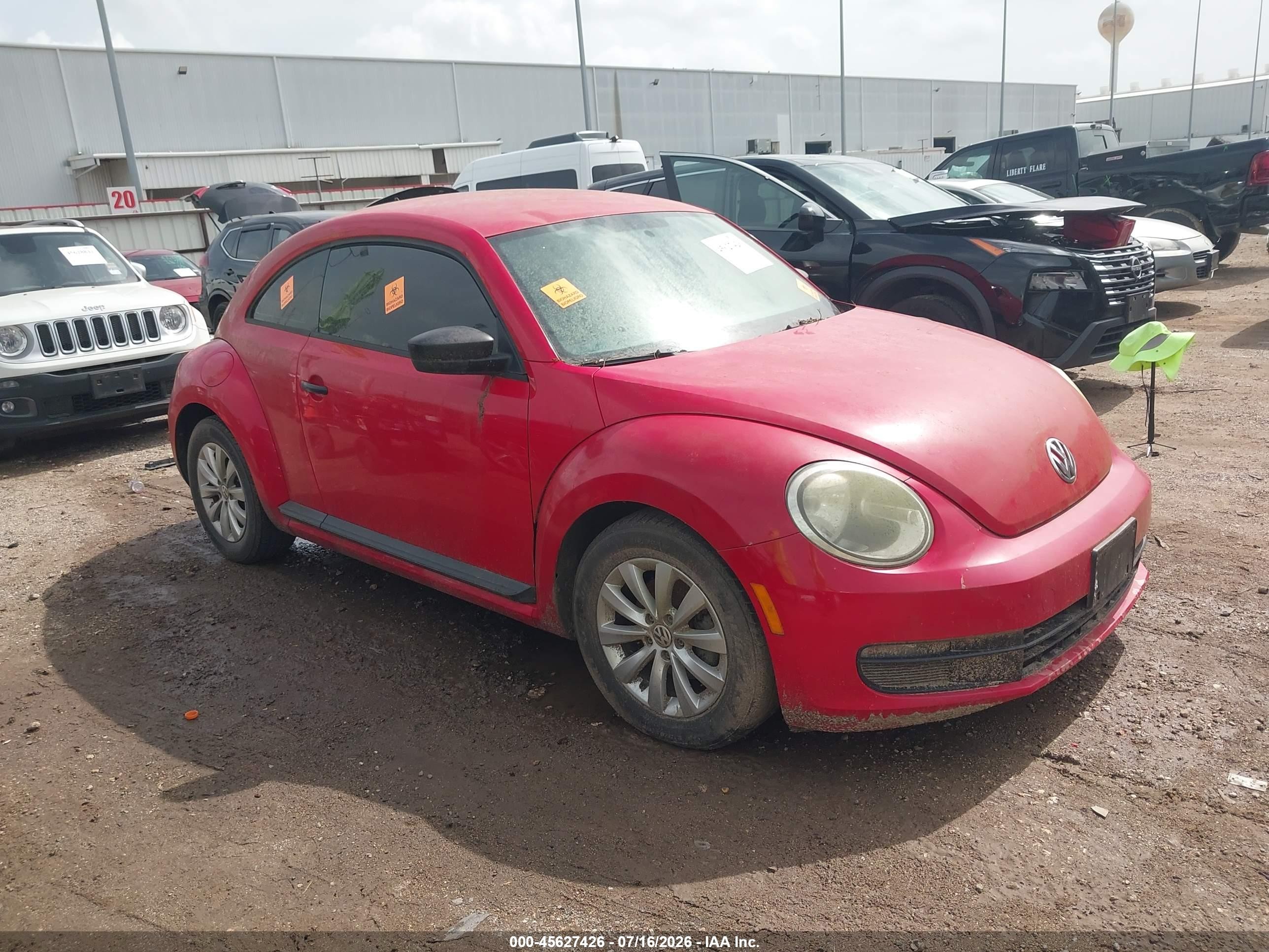 2014 Volkswagen Beetle 1.8t Entry Red vin: 3VWF17AT8EM638054