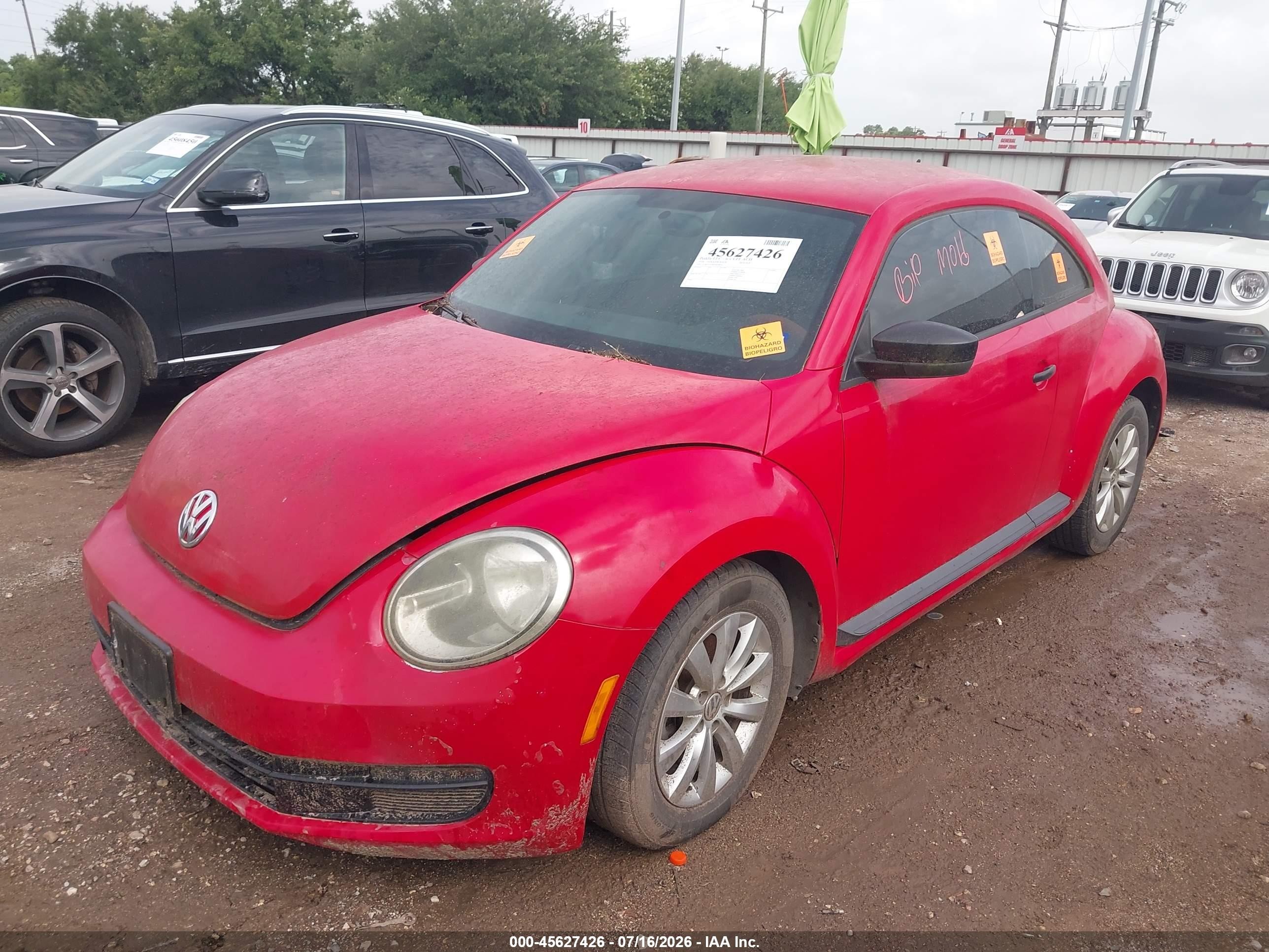 2014 Volkswagen Beetle 1.8t Entry Red vin: 3VWF17AT8EM638054