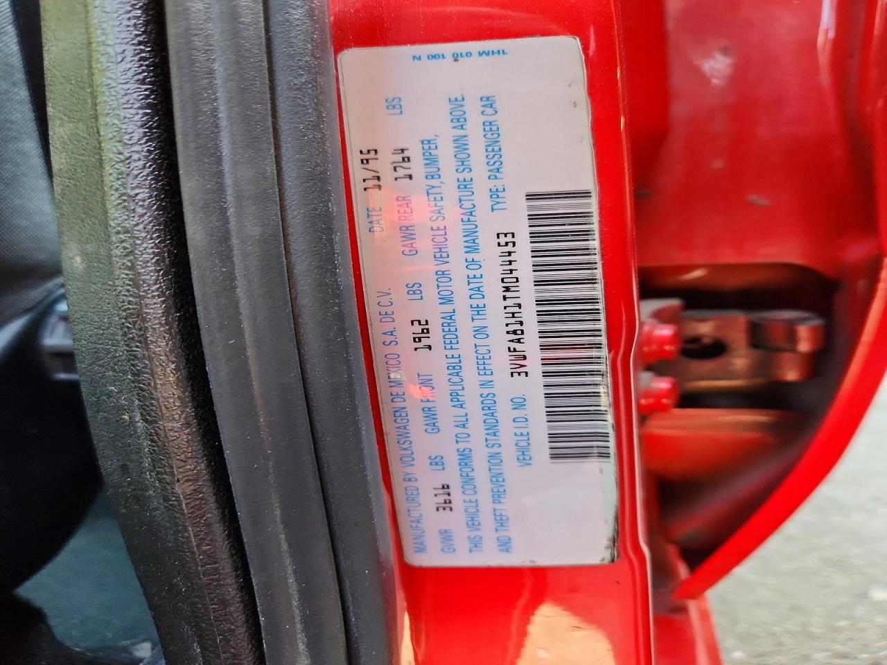 1996 Volkswagen Golf Gl Red vin: 3VWFA81H1TM044453