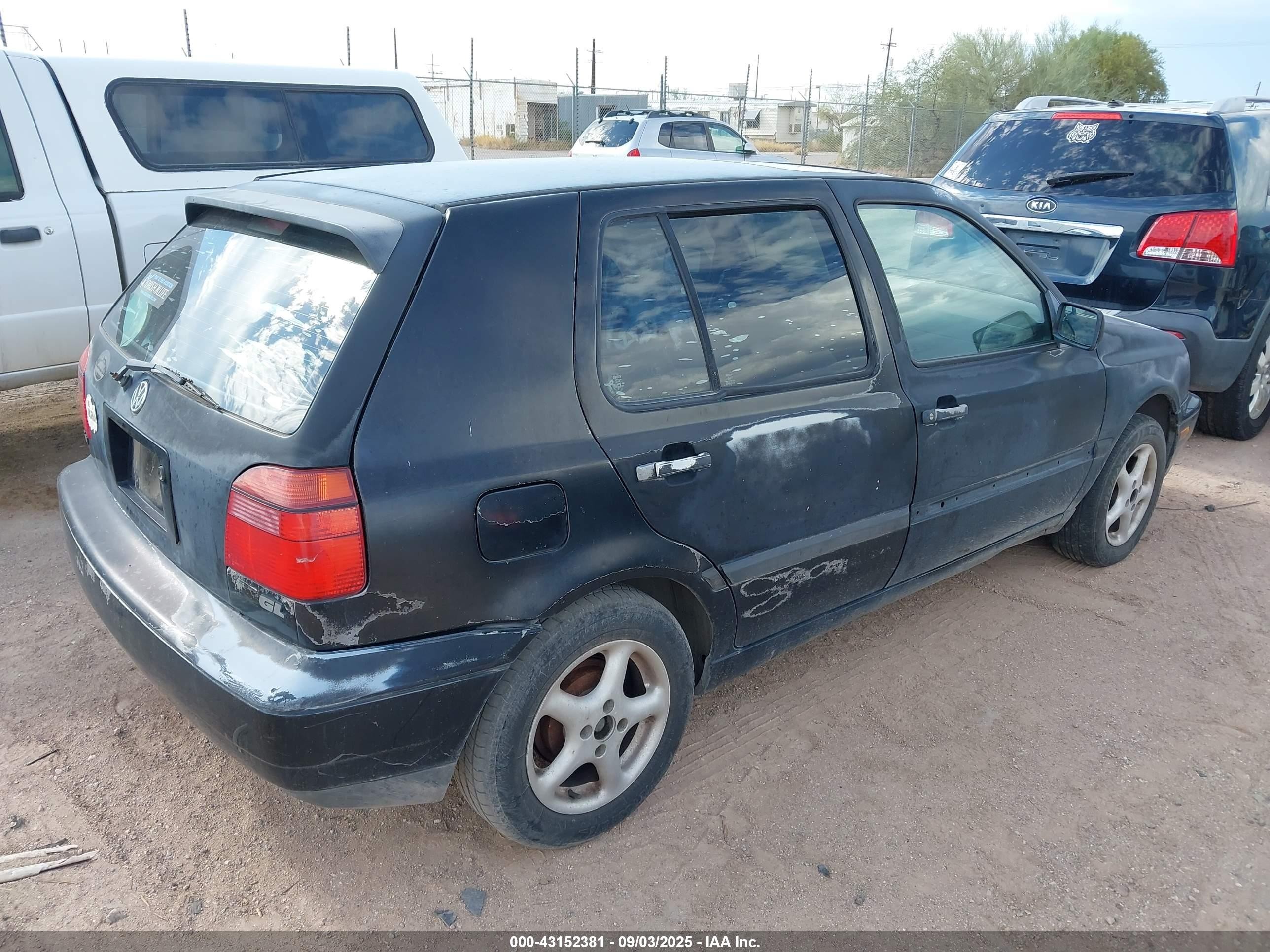 1997 Volkswagen Golf Gl Black vin: 3VWFA81H4VM021493