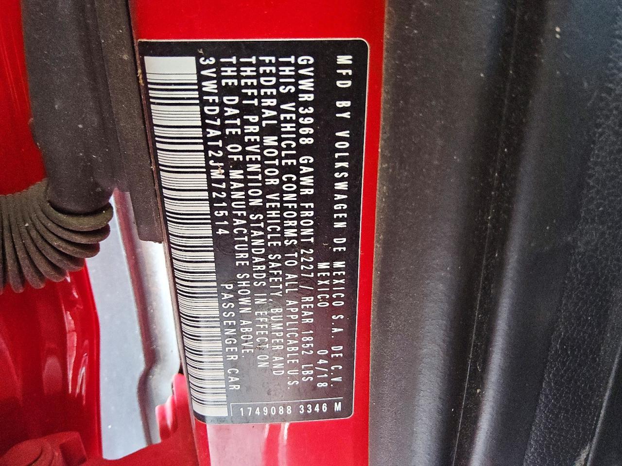 2018 Volkswagen Beetle Red vin: 3VWFD7AT2JM721514
