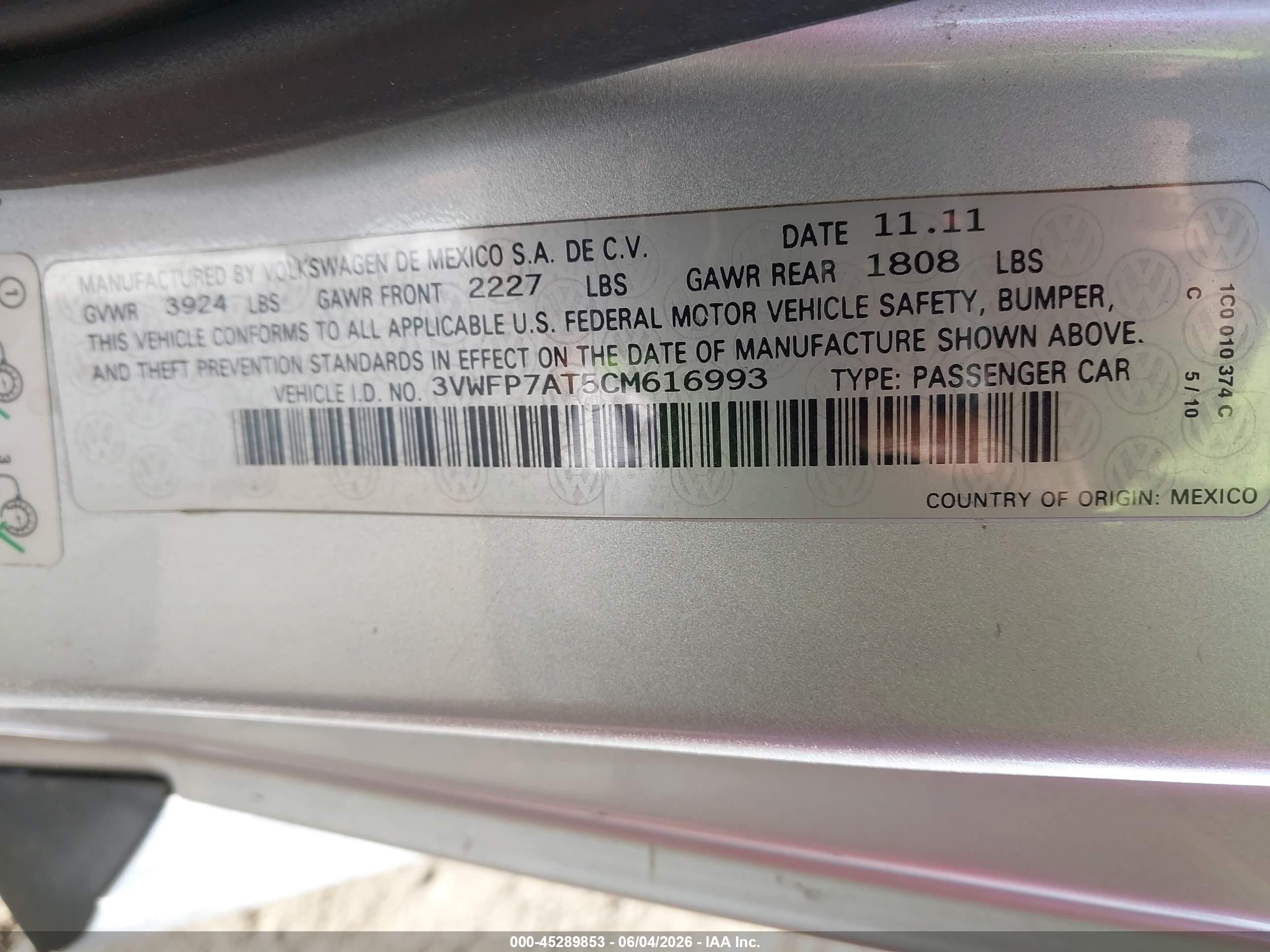 2012 Volkswagen Beetle   Silver vin: 3VWFP7AT5CM616993