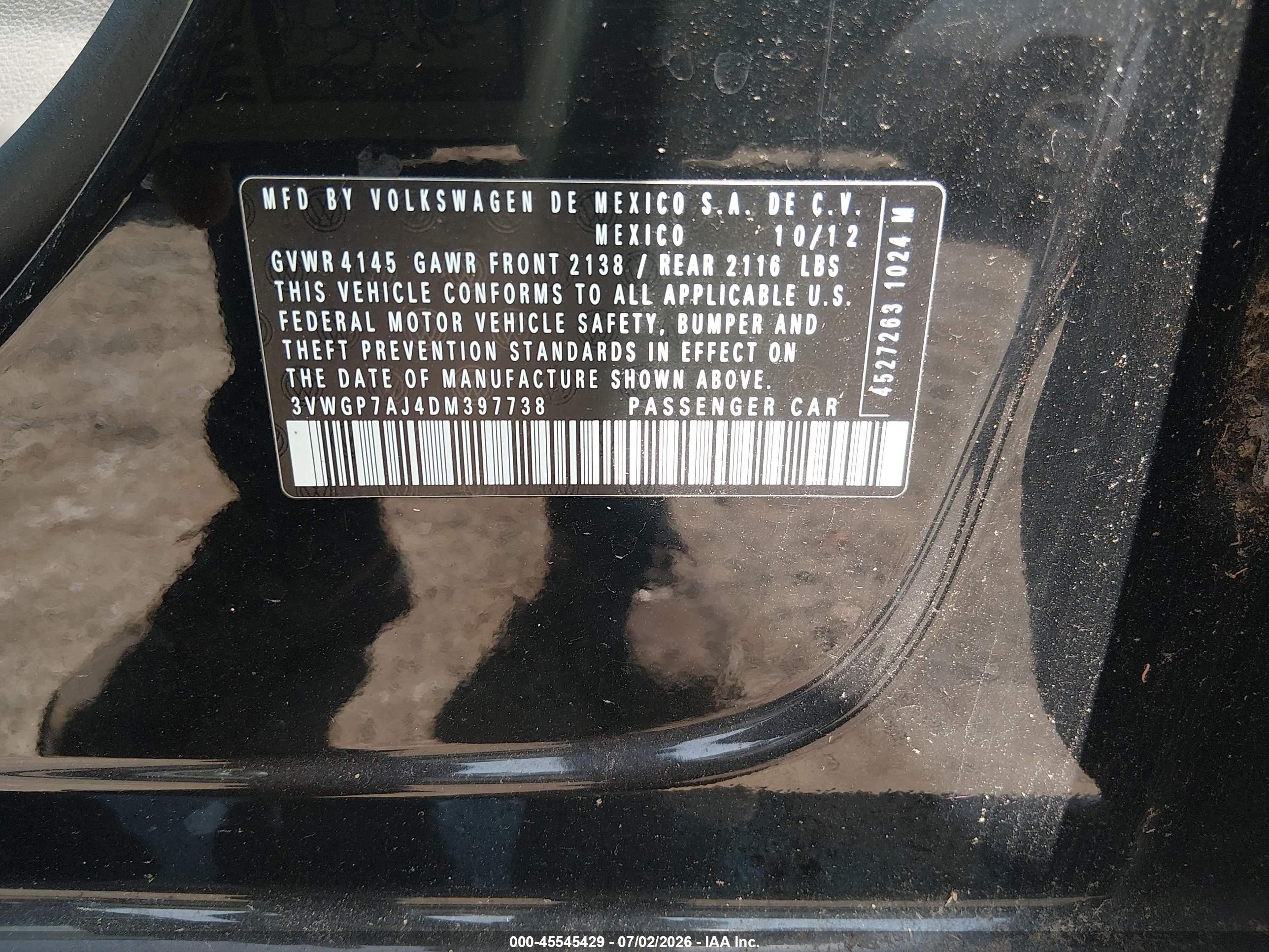 2013 Volkswagen Jetta 2.5l Sel Black vin: 3VWGP7AJ4DM397738