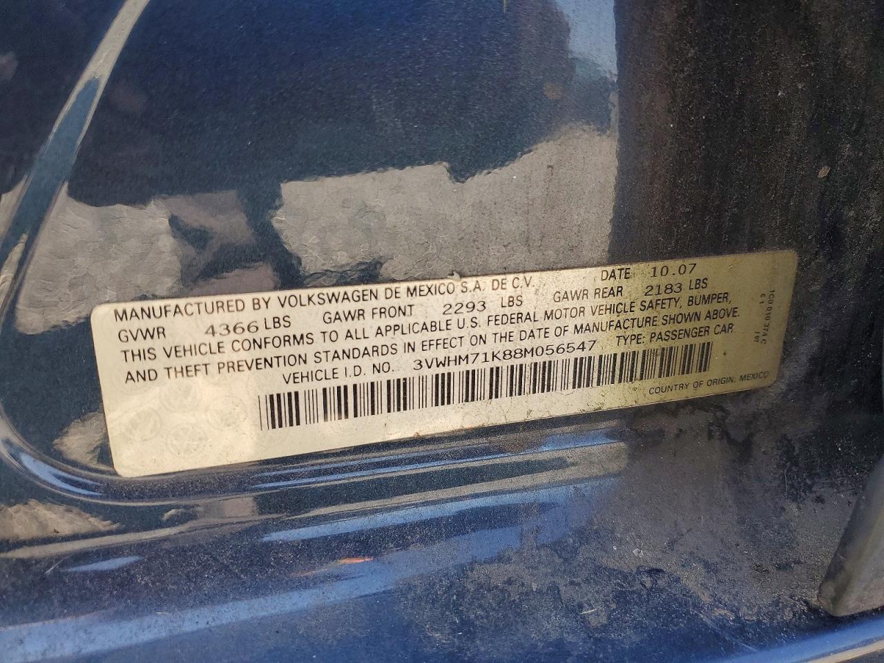 2008 Volkswagen Jetta S Черный vin: 3VWHM71K88M056547